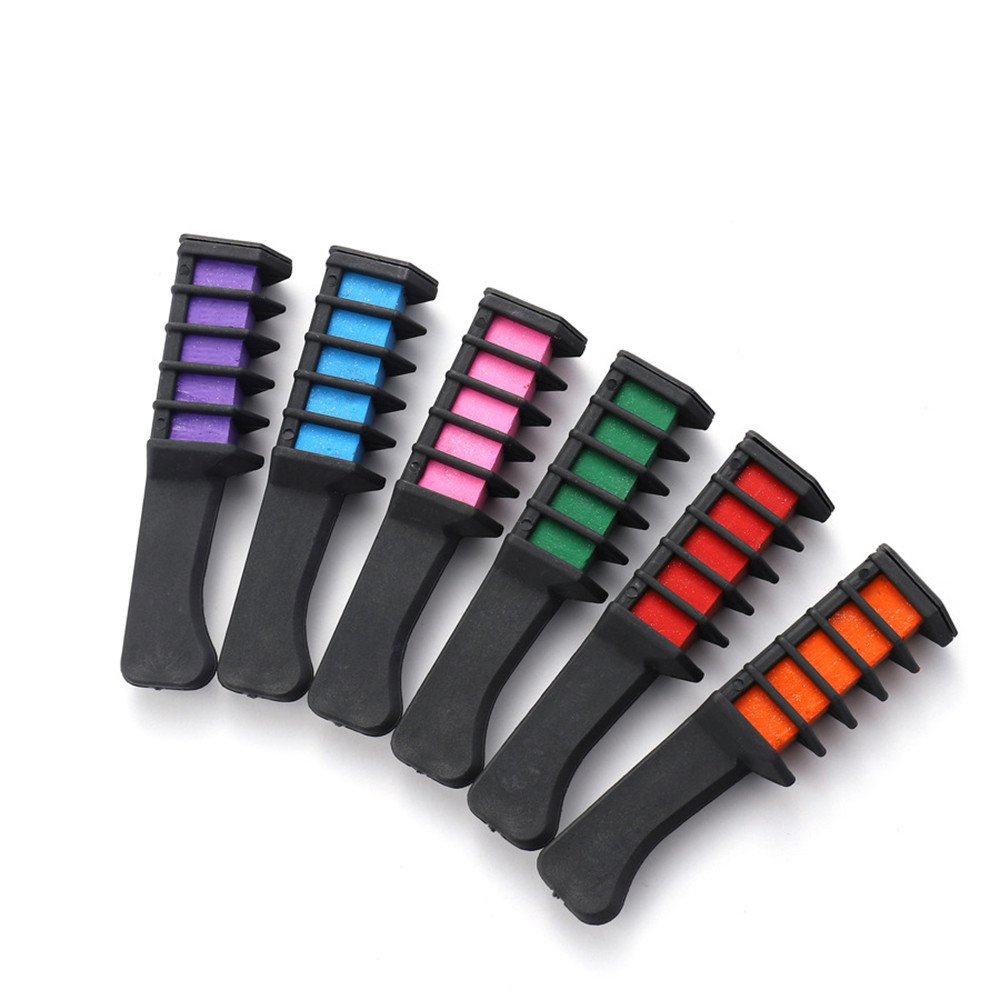 6pcs Temporary Hair Chalk Powder Set with Comb - Non-Toxic Washable Hair Color Mascara & Crayons for Kids, Teens & Adults - Perfect for Parties, Halloween, Cosplay & Festivals