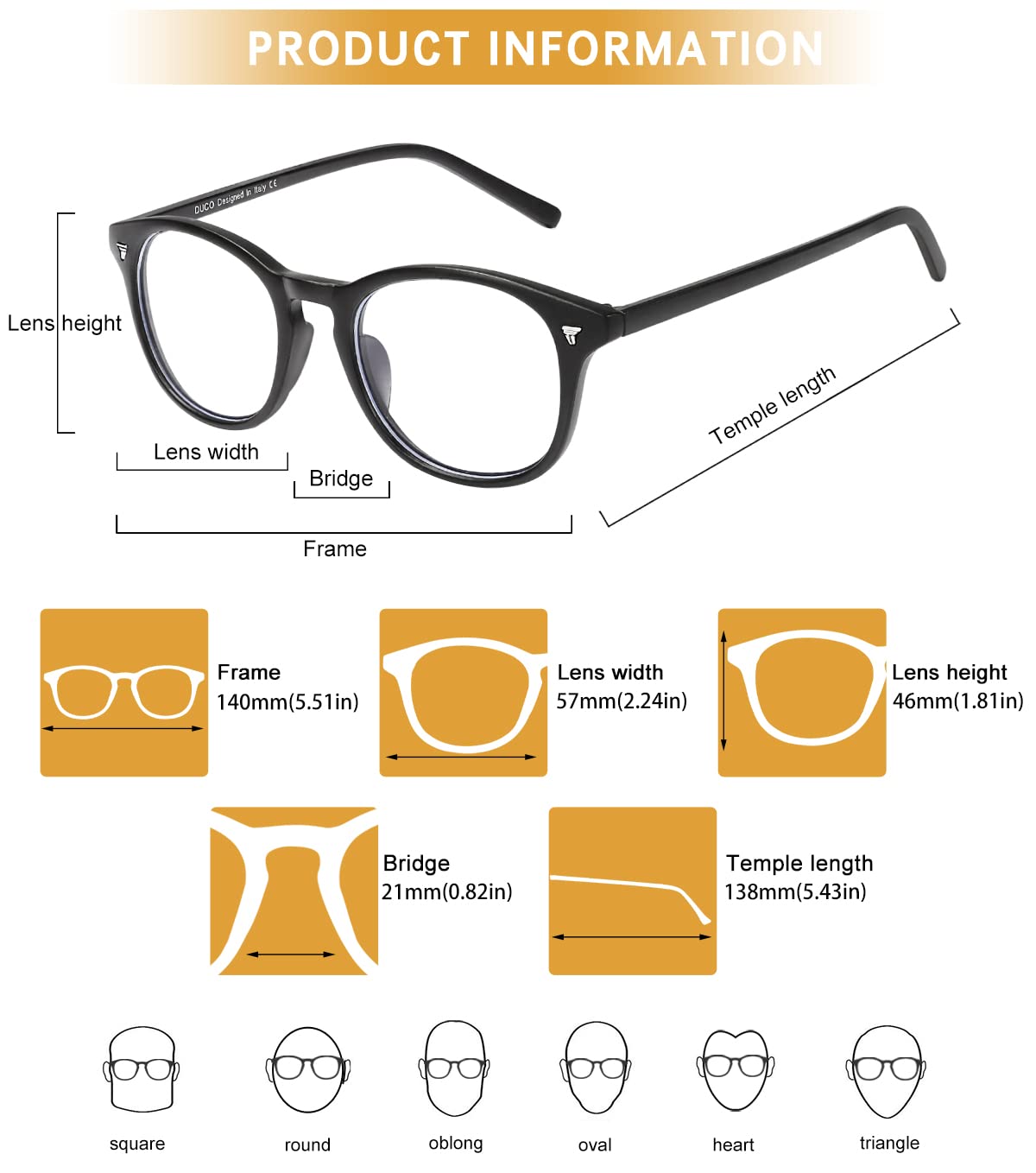 Blue Light Blocking Glasses for Computer & Reading - UV Protection Anti Eye Strain Glasses (DC5206) - Perfect for Office Work, Gaming & Screen Time