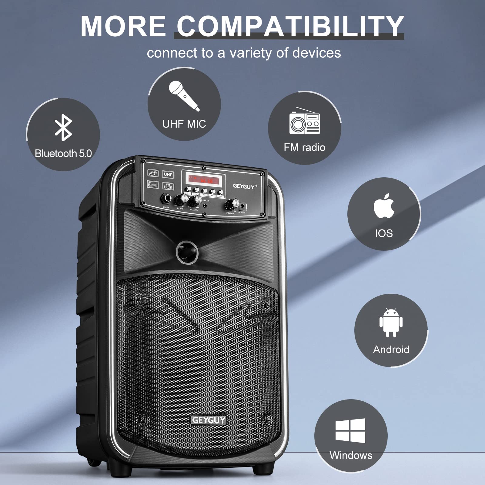 Portable Bluetooth PA System with Wireless Microphones - 8
