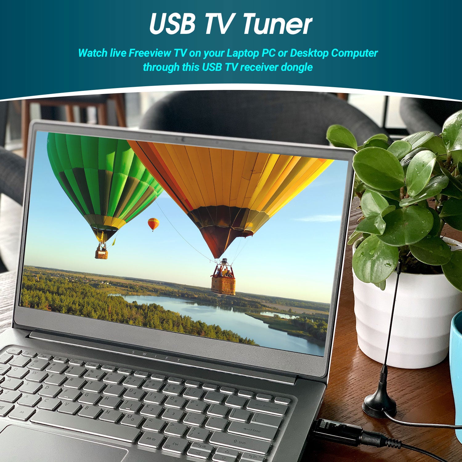 Refurbished Digital USB DVB-T PC TV Tuner Receiver for Windows 10/11 with Timeshift Function - Watch Live TV on Your Computer for Home Entertainment & Digital Recording