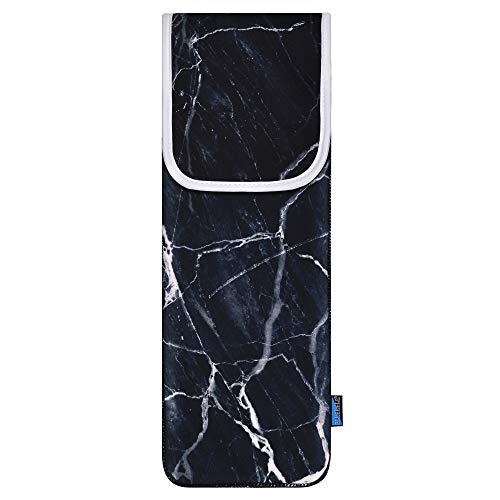 Heat Resistant Neoprene Curling Iron Holder - 15 x 5 Inch Black Marble Pattern Travel Case for Flat Iron & Curling Wand | Perfect for Salon, Home Use & On-the-Go Styling