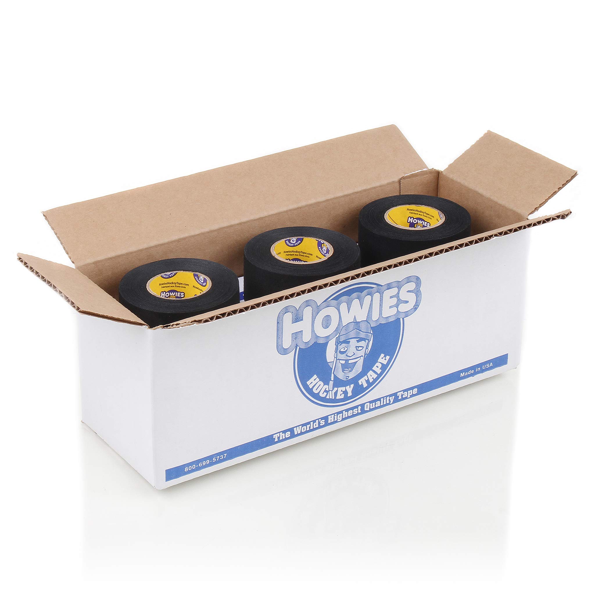 Howies Hockey Tape - 1.5 Inch Black Cloth Hockey Stick Tape (9 Pack) - Perfect for Stick Grip, Blade Protection & Sports Equipment Maintenance