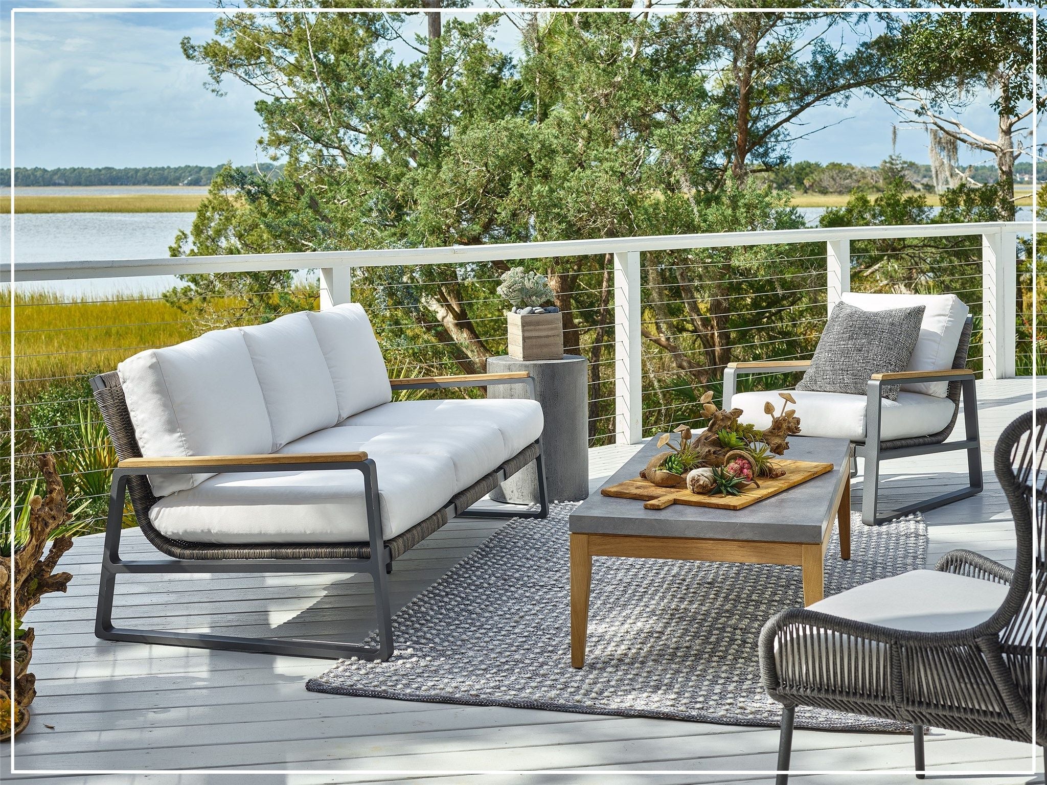 Universal Coastal Living Outdoor San Clemente Sofa - Water-Resistant Wicker Patio Furniture for Beach House, Poolside & Garden Relaxation