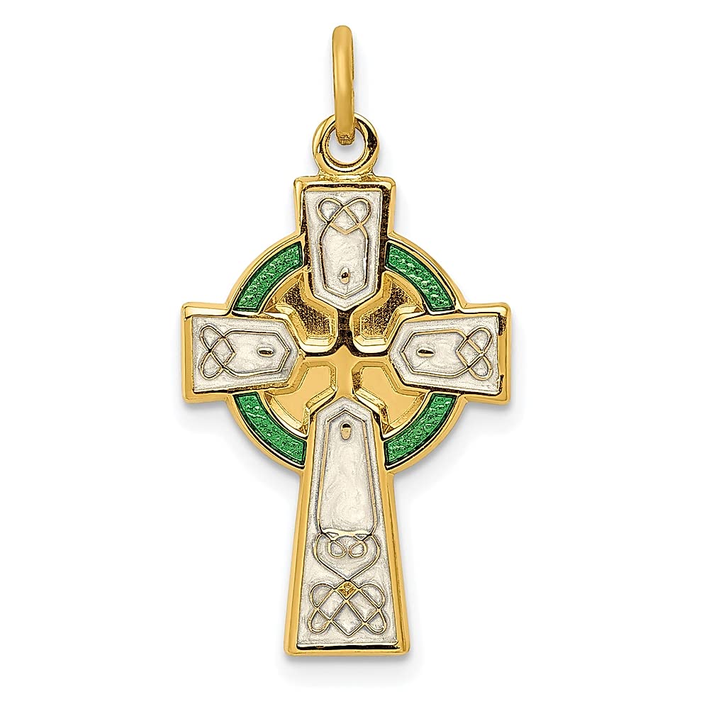 925 Sterling Silver Gold Plated Epoxy Cross Pendant Necklace - Religious Celtic Iona Jewelry for Women, Perfect Gift for Her - Ideal for Church, Weddings & Special Occasions