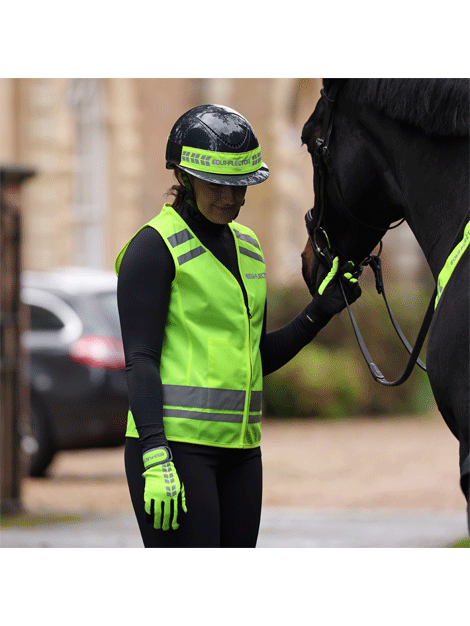 EquiFlector High Visibility Riding Gloves - Reflective Equestrian Safety Gloves for Horseback Riding, Cycling & Outdoor Sports - Day & Night Use