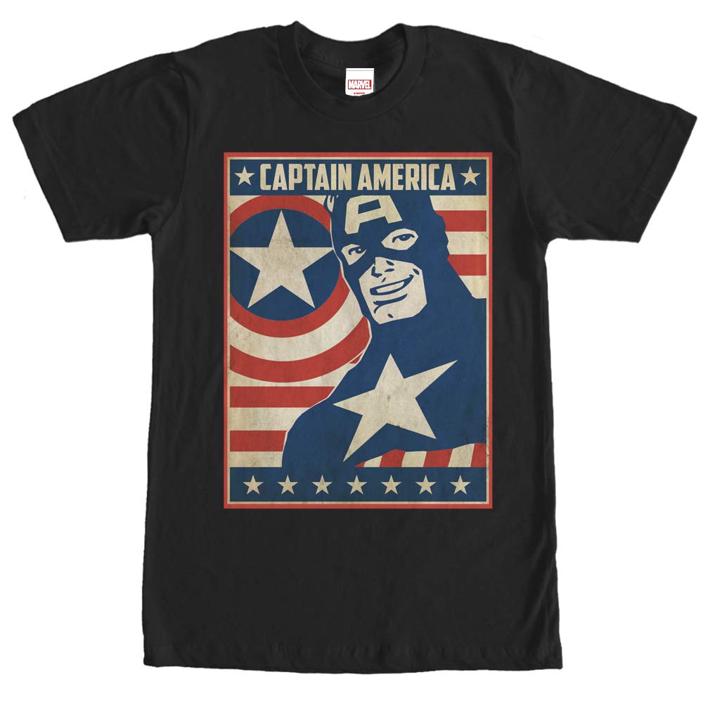 Marvel Captain America Graphic T-Shirt for Men - Black Cotton Tee - Medium Size - Perfect for Casual Wear, Cosplay & Superhero Fans