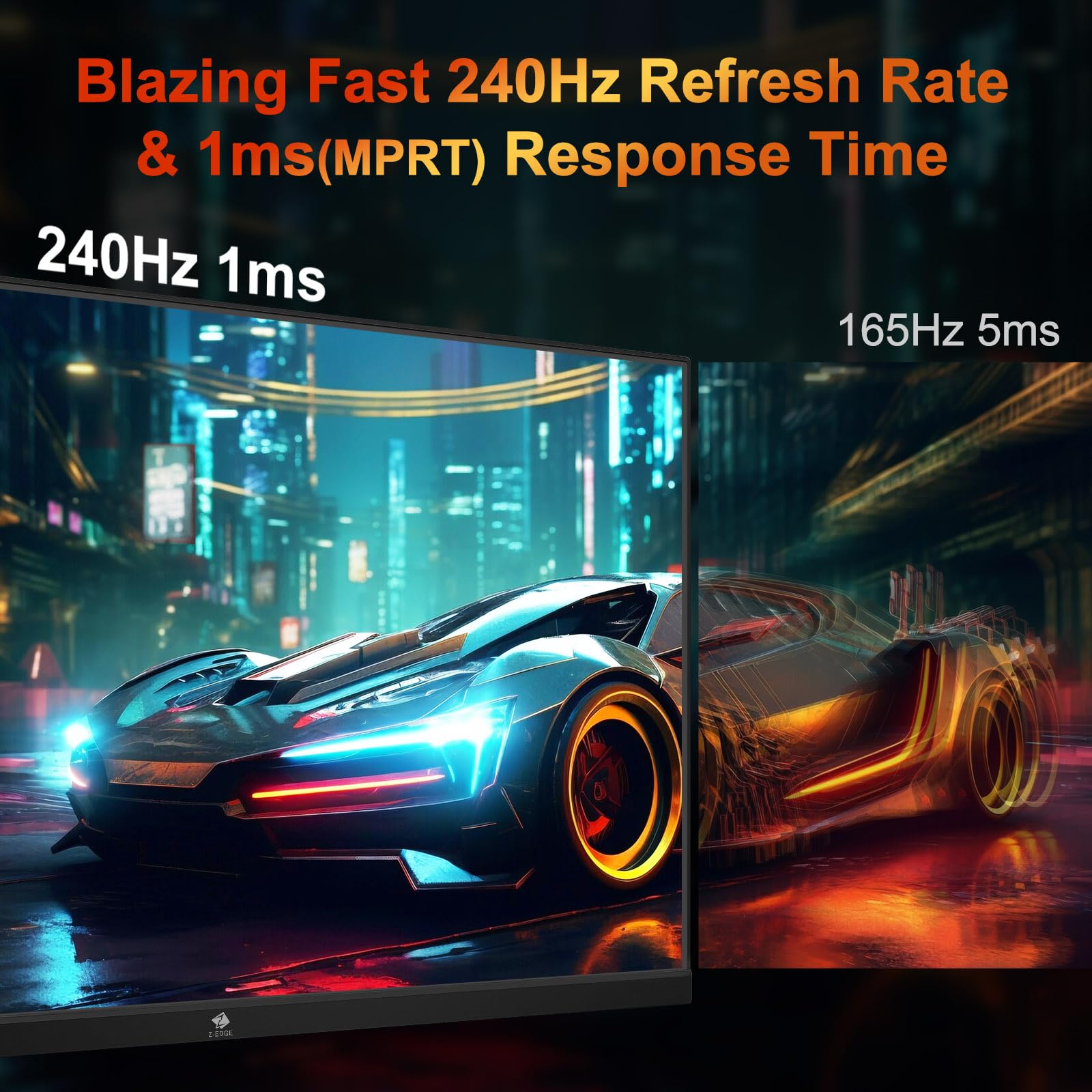 Z-Edge UG25I 24.5 Inch FHD 1920x1080 240Hz Gaming Monitor with 1ms Response Time, AMD FreeSync Premium, Frameless LED Display, HDMI & DisplayPort - Perfect for Esports, Competitive Gaming & Home Office Setup
