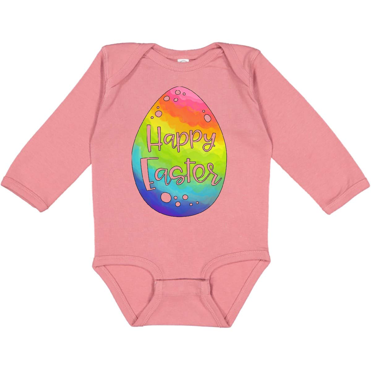 Inktastic Happy Easter Rainbow Easter Egg Long Sleeve Baby Bodysuit - Cute Easter Outfit for Boys & Girls - Perfect for Easter Egg Hunts, Family Photos & Spring Celebrations