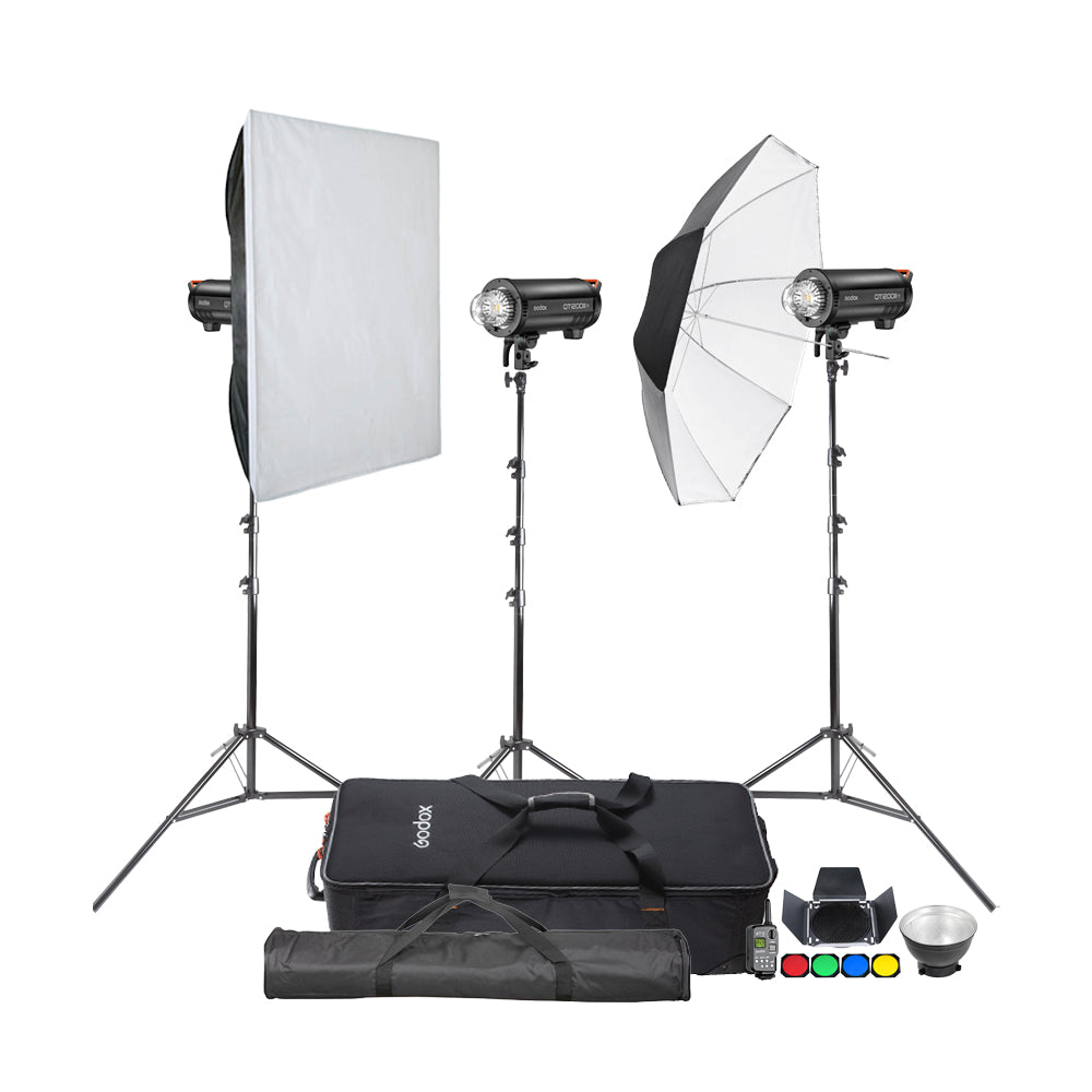 QT1200IIIM Professional Studio Flash Kit - 3 Light Photography Set for Portraits, Fashion & Product Shoots | Perfect for Home Studios & Commercial Photography