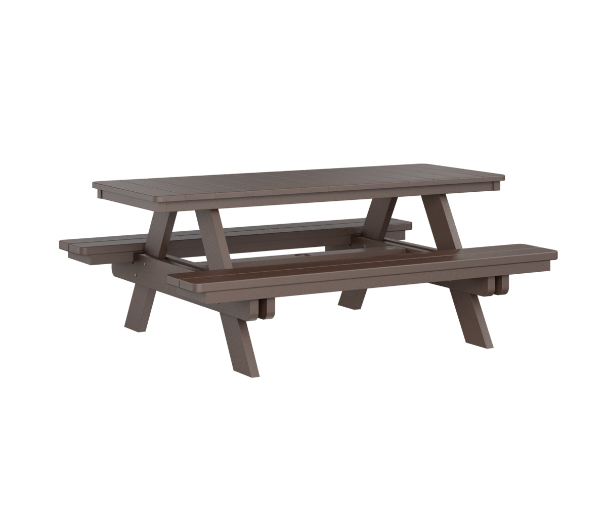 Berlin Gardens Rectangular Picnic Table - Outdoor Dining Set for Patio, Backyard, and Park - Heavy Duty Weather-Resistant Wooden Picnic Bench with Umbrella Hole
