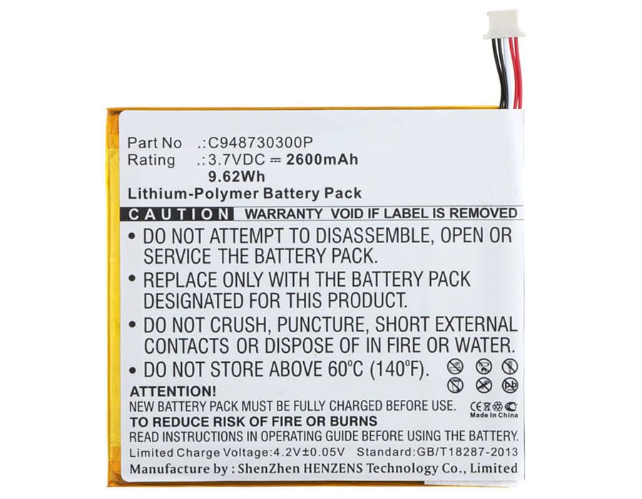 Synergy Digital Replacement Battery for Blu C948730300P Tablet - 2600mAh Li-Polymer High Capacity Battery (3.7V) - Perfect for Work, Travel & Home Use