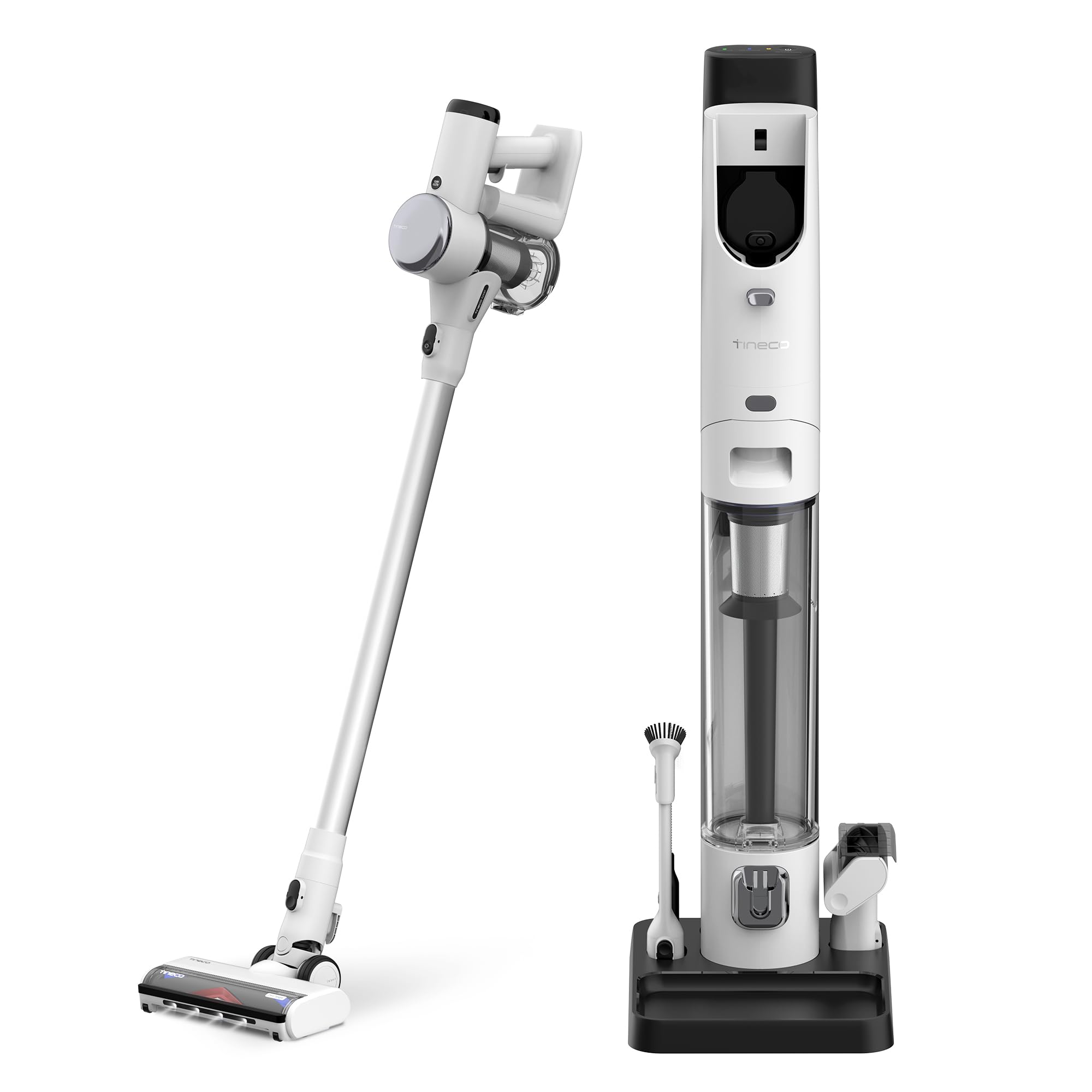 Tineco Pure ONE Station Cordless Vacuum Cleaner with 3L Auto Dust Base | Powerful Suction Smart Stick Vacuum | Lightweight for Hard Floors, Carpets & Pet Hair | ZeroTangle Brush Technology | White | Perfect for Home Cleaning, Pet Owners & Car Detailing