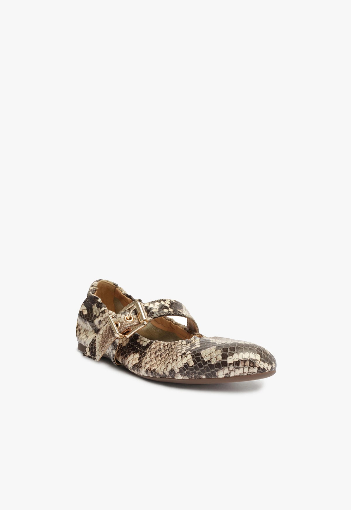 Calita Women's Snake Embossed Leather Flat Shoes - Comfortable Slip-On Loafers for Casual Wear, Office & Travel