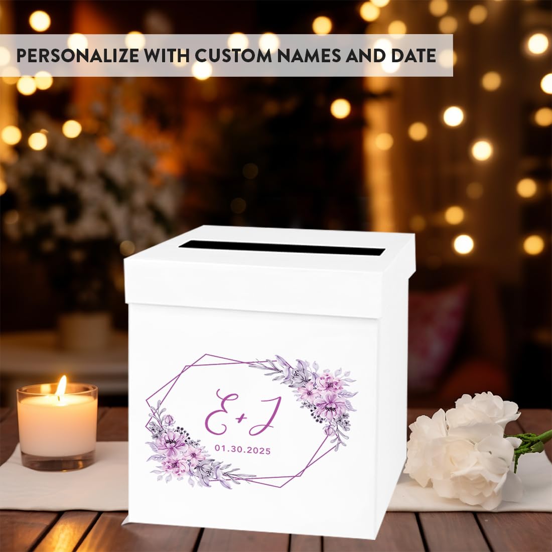 Personalized Wedding Card Box 10x10x10