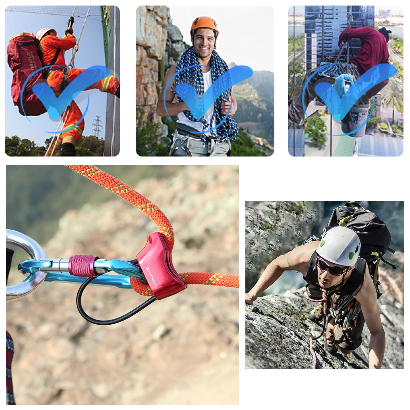 TRIWONDER ATC Belay Device - V-Grooved Micro Rescue Guide for Rock Climbing & Rappelling - Lightweight & Durable (Red) - Perfect for Outdoor Adventures, Mountaineering & Safety Training