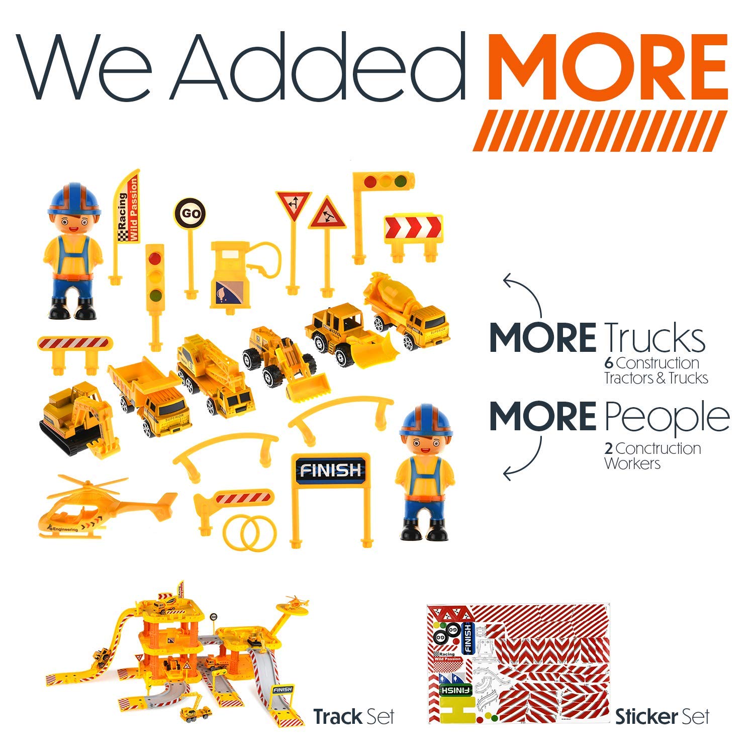 Toysical Construction Playset - Complete Parking Garage Toy with Vehicles, Helicopter, Mini Figures & Road Tracks - STEM Learning Building Toys for Kids Ages 4-6 - Perfect for Pretend Play, Birthday Gifts & Indoor Activities