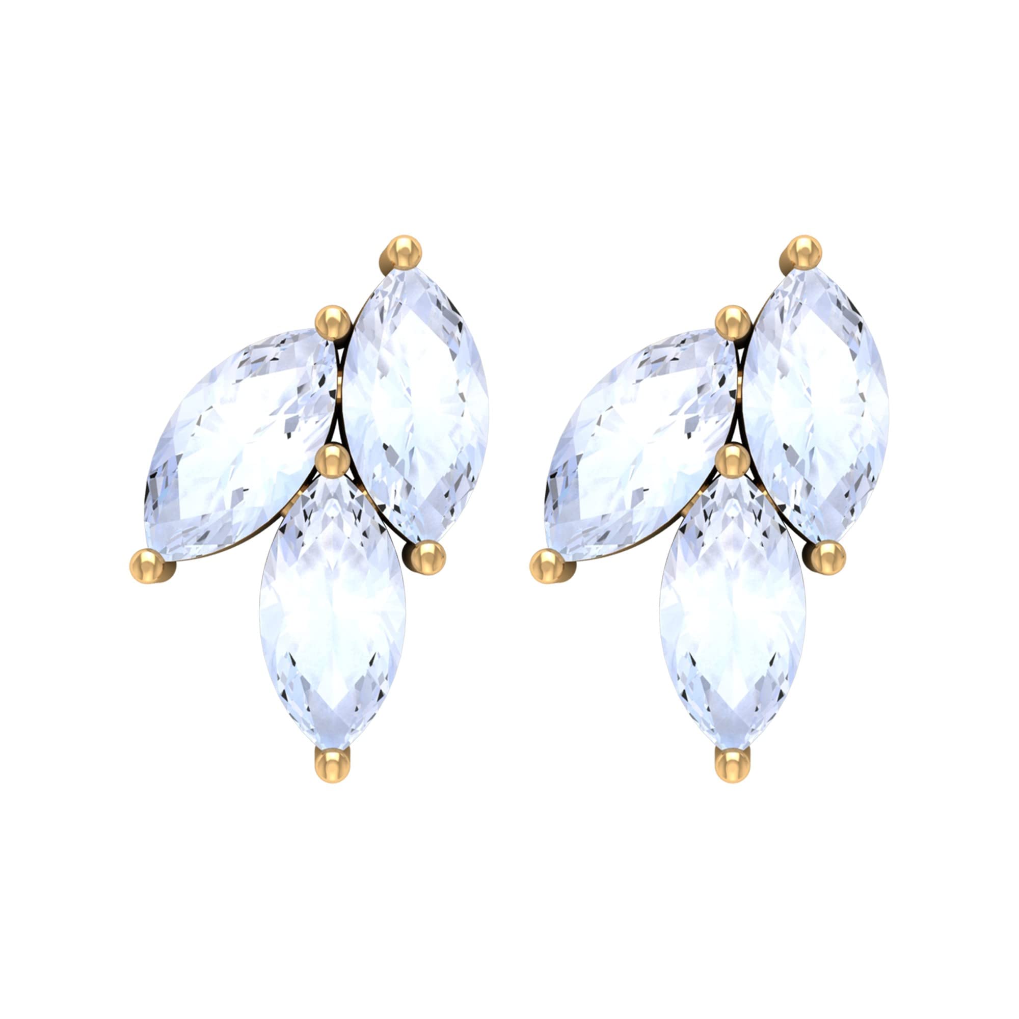 1 CT Moonstone Stud Earrings for Women - Marquise Cut & Cluster June Birthstone Earrings in 14K Solid Gold - Perfect for Daily Wear, Gift Giving & Special Occasions