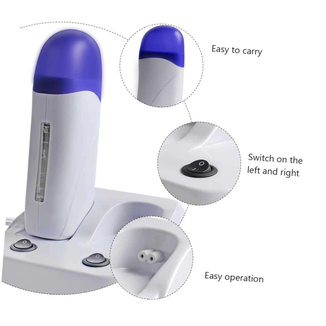 NOLITOY 2-in-1 Portable Wax Warmer Kit for Women - Dual Seat Wax Heater & Bottle Warmer - White Hair Removal Device for Home & Salon Use - Perfect for Legs, Bikini, Face & Body Waxing