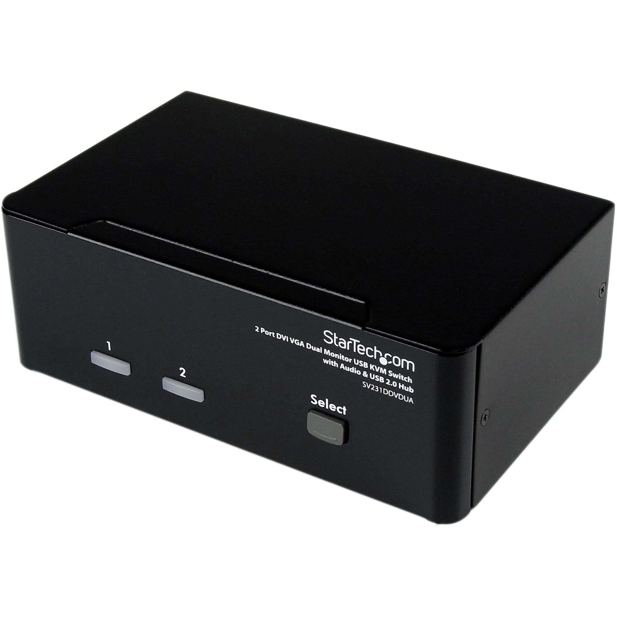 StarTech.com 2 Port KVM Switch with DVI & VGA, Audio Support & USB 2.0 Hub - Dual Monitor Display Switcher for Home Office & Gaming Setup (SV231DDVDUA)