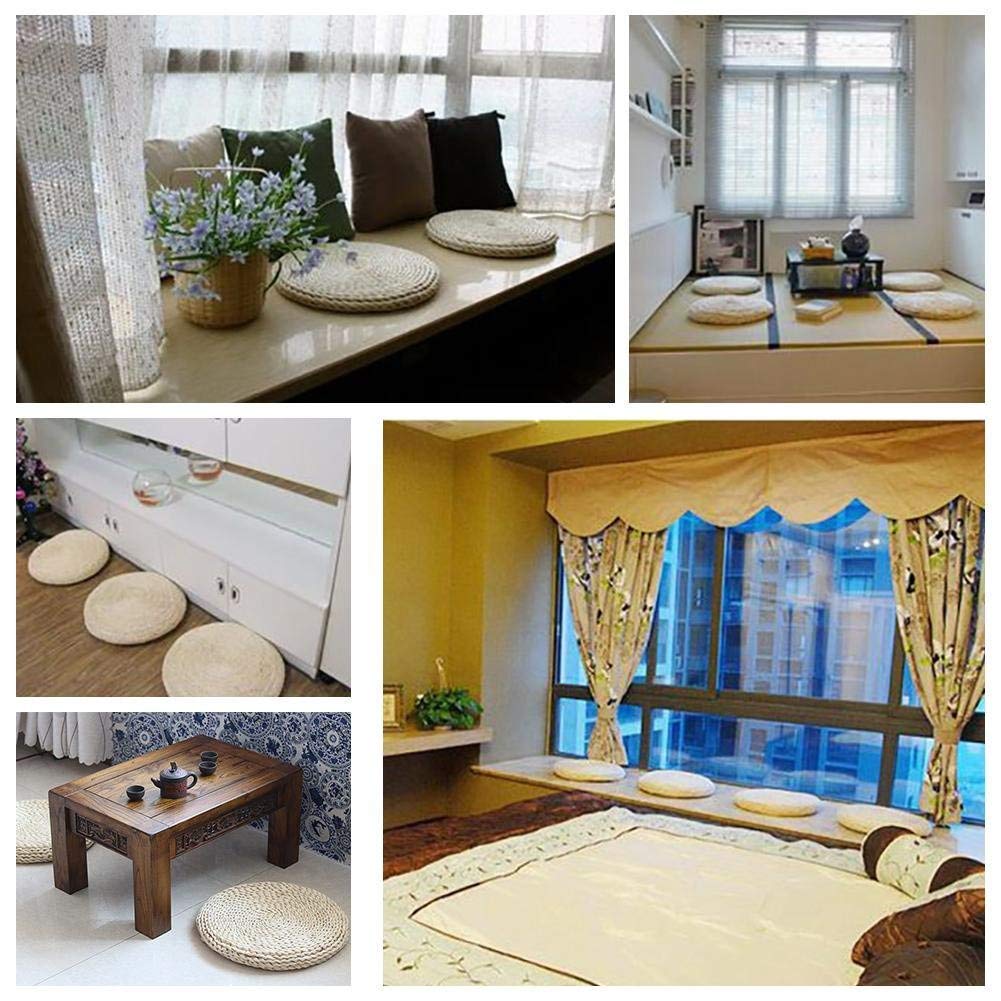 HAUWELL Handmade Japanese Tatami Round Braided Straw Seat Cushion - 19.7 Inch Natural Woven Yoga Mat & Zafu Meditation Pillow - Perfect for Zen Decor, Floor Sitting & Home Meditation Practice