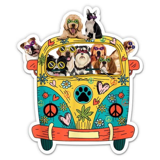 Peace Love Dogs Hippie Van Stickers - 2 Pack of 3