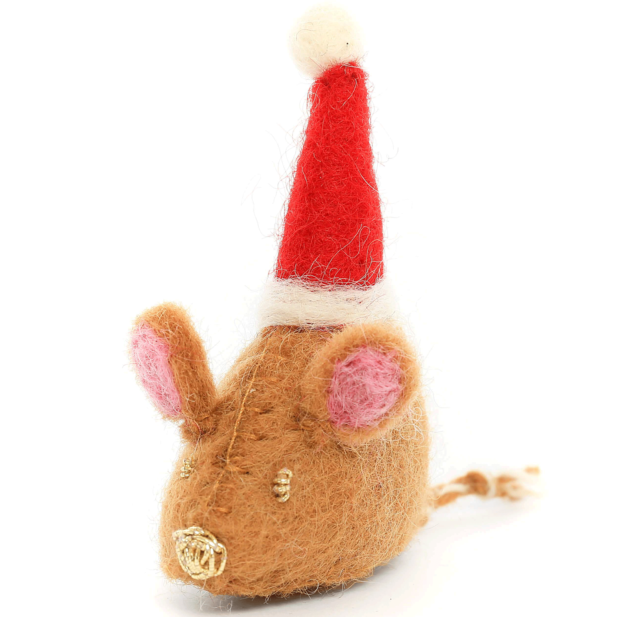 Brown Cat Toy - The Foggy Dog Santa Hat Mouse for Play & Training | Interactive Pet Toy for Kittens & Adult Cats