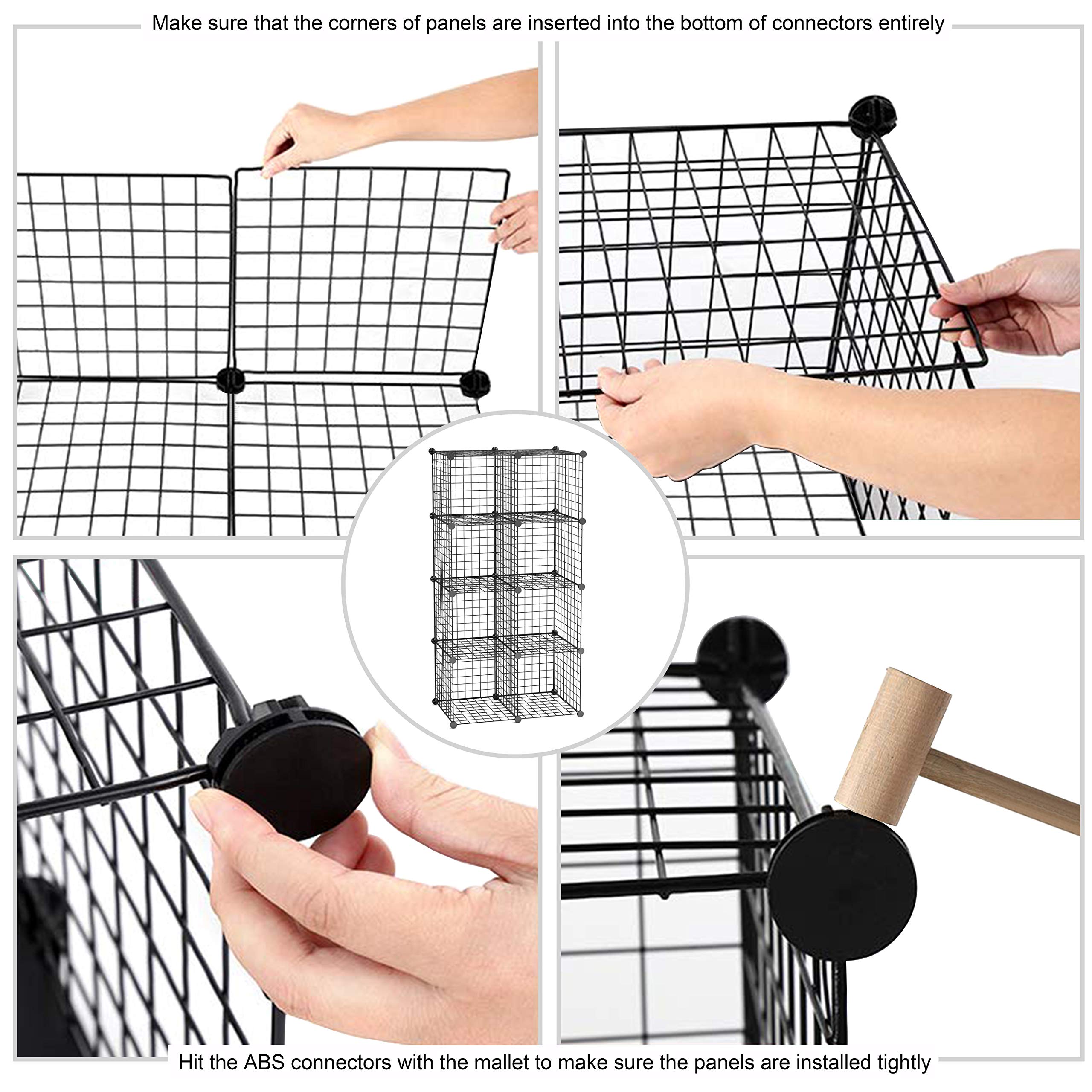 C&AHOME 8-Cube Metal Grid Storage Organizer - Modular Wire Cube Shelving Unit for Closet, Office & Living Room (24.8