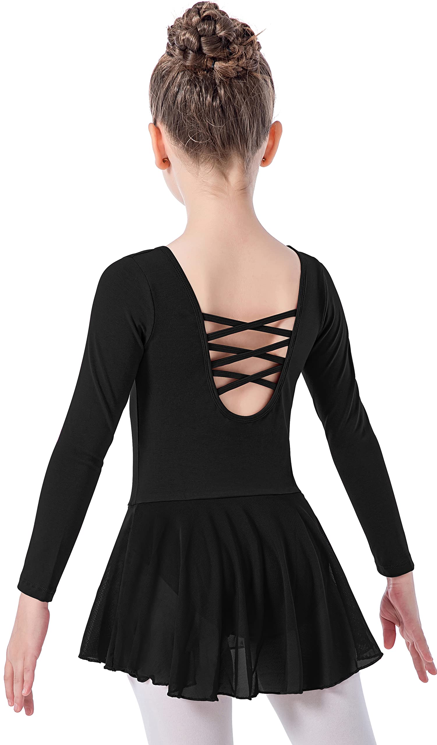 MOLLDAN Girls Ballet Leotard with Criss Cross Back - Short Sleeve Dance Leotards for Ballet, Jazz, Gymnastics & Recital Performance