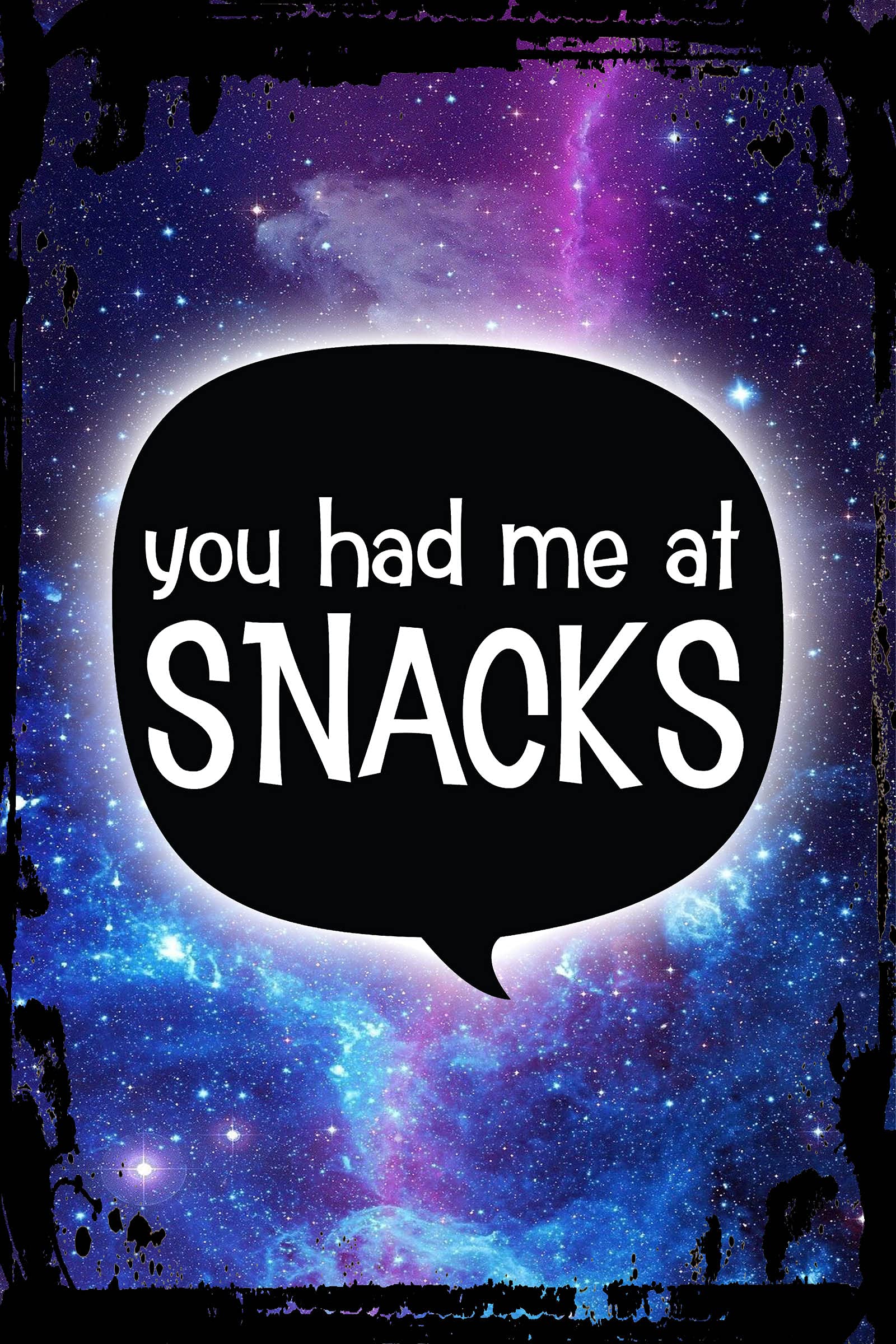 Funny Galaxy Inspirational Metal Wall Art - 'You Had Me at Snacks' Quote Decor for Kitchen, Dining Room & Gifts - Perfect for Food Lovers & Munchies Fans