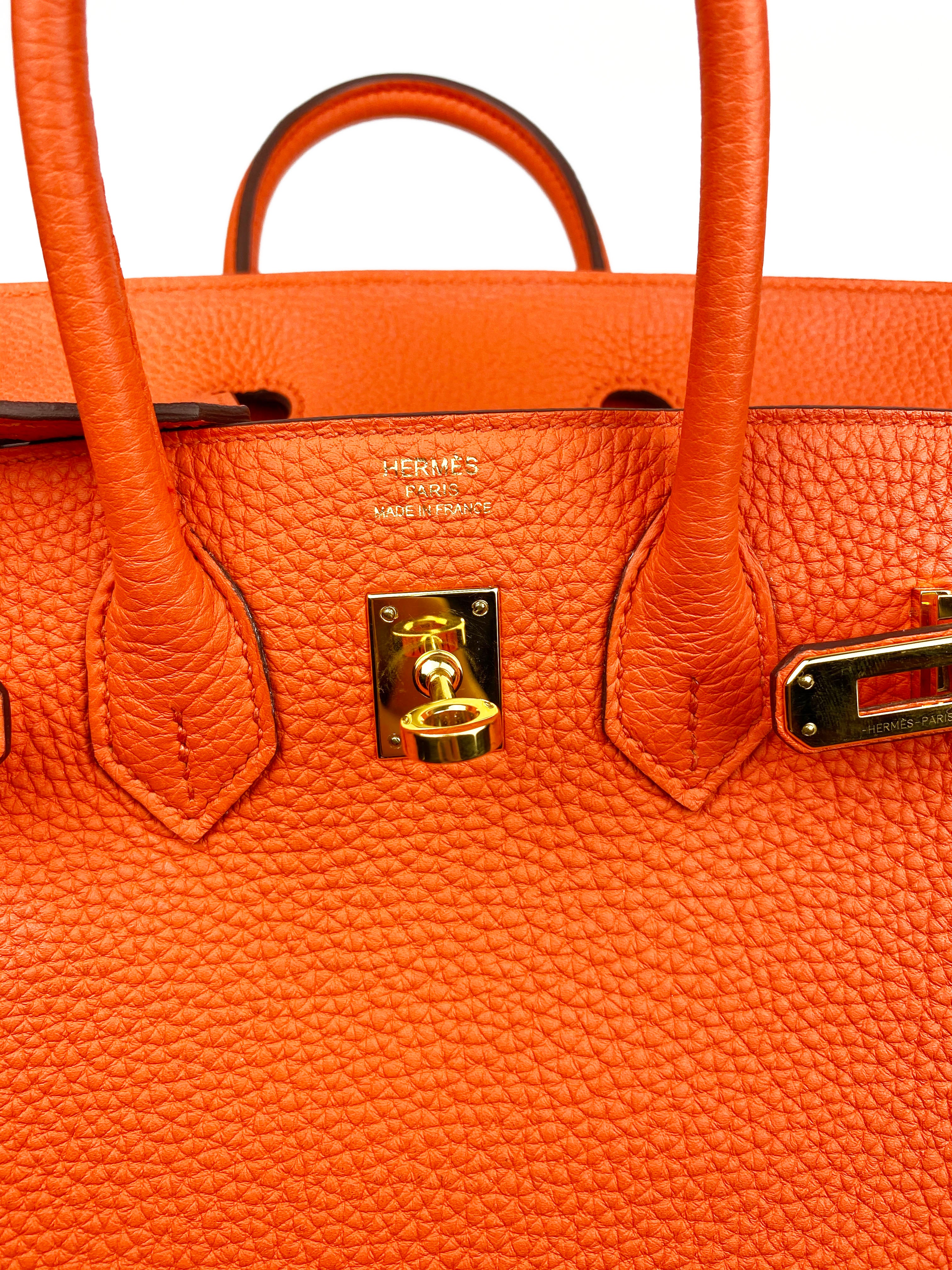 Authentic Hermes Birkin 25 Handbag in Orange - Luxury Togo Leather Top Handle Bag for Women | Perfect for Work, Travel & Special Occasions