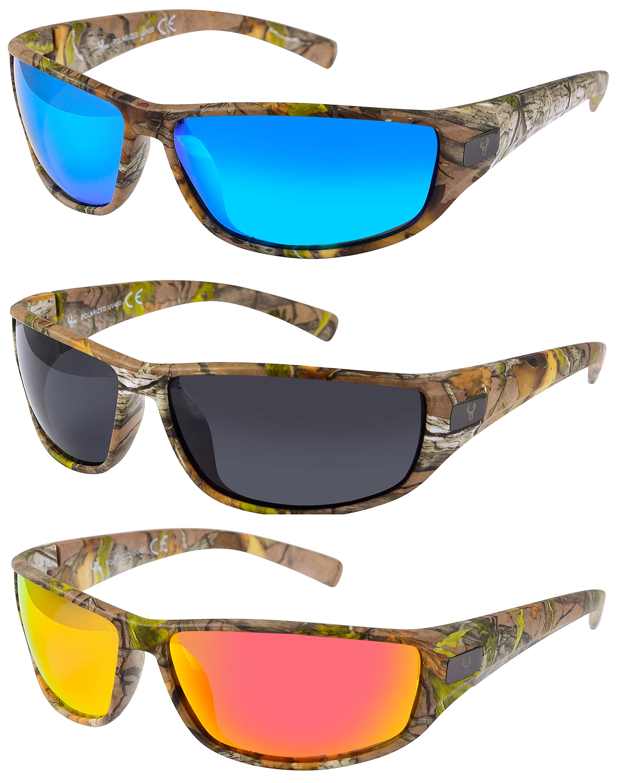 Men's Hornz Brown Forest Camouflage Polarized Sunglasses - WhiteTail Hunting & Outdoor Sunglasses with Free Microfiber Pouch - Perfect for Hunting, Fishing, Hiking & Outdoor Adventures