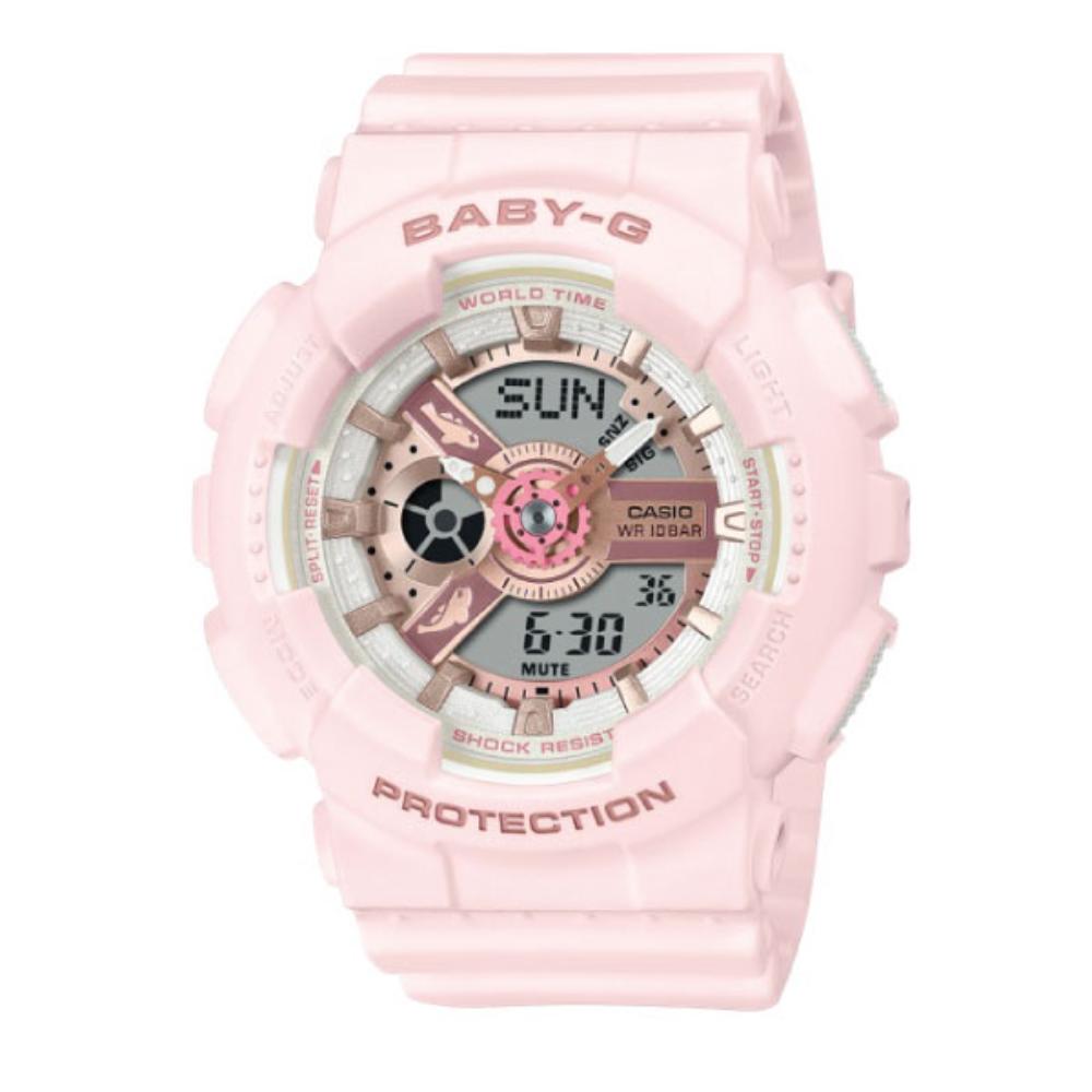 Casio Baby-G BA-110AQ-4ADR Women's Digital Analog Watch - Pink Resin Strap, Aqua Planet Collaboration - Perfect for Swimming, Sports & Everyday Wear