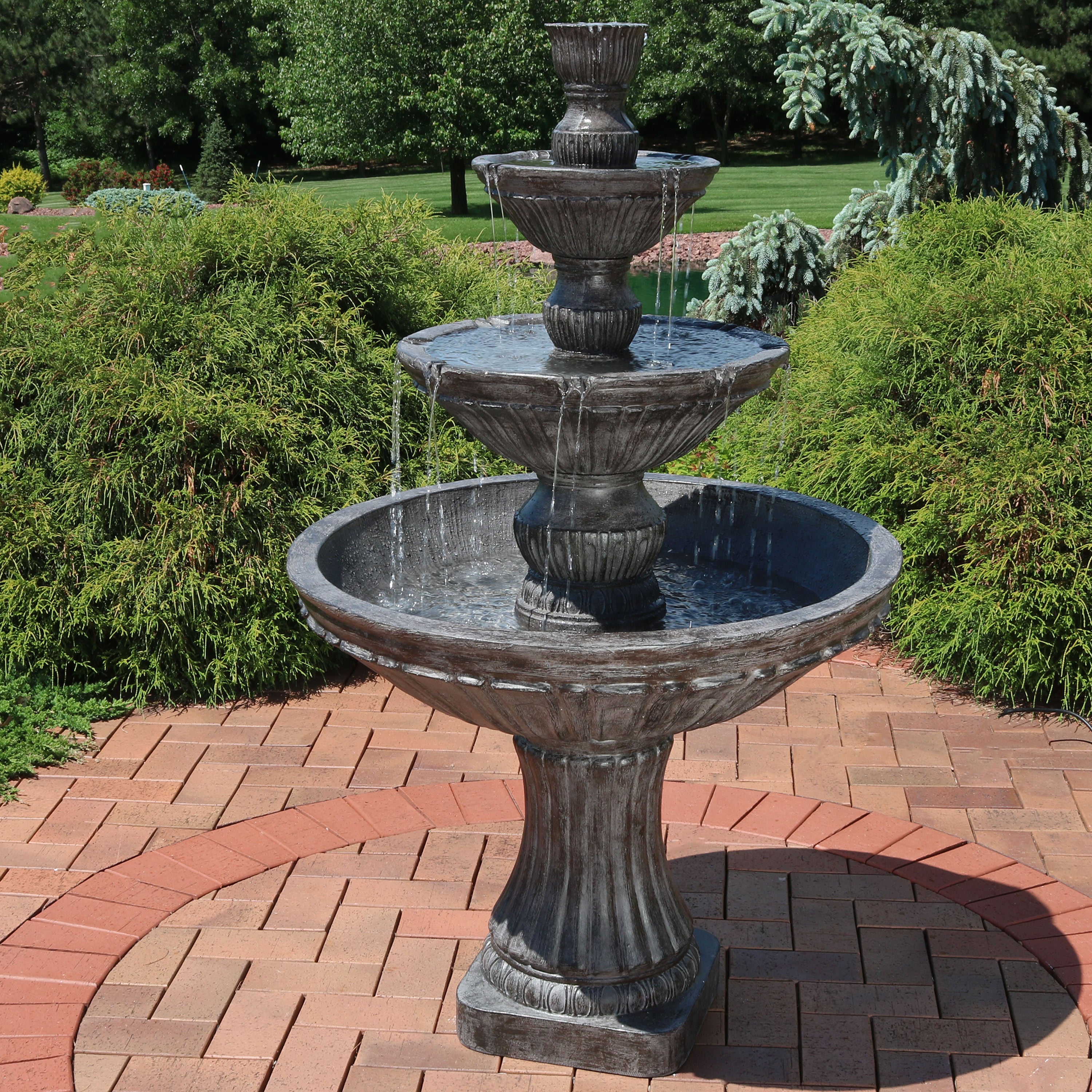 Sunnydaze Classic Designer 3 Tier Outdoor Water Fountain - 55 Inch Tall Garden Decor for Patio, Yard, and Landscape - Relaxing Water Feature for Backyard, Porch, and Outdoor Living Spaces