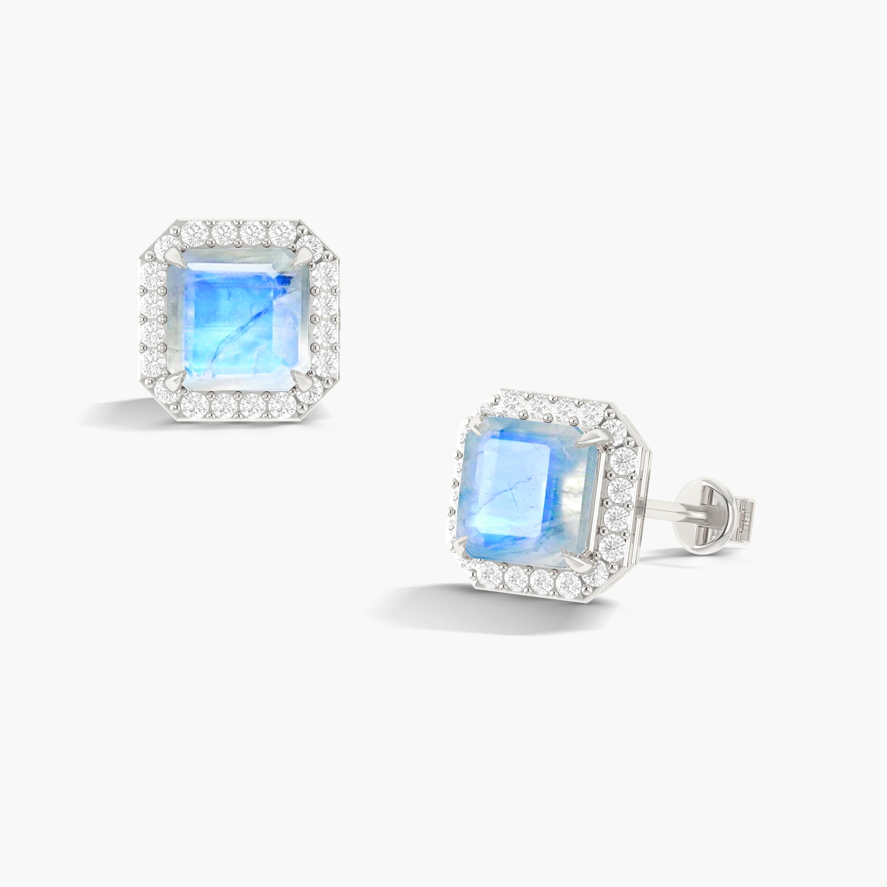 Natural Moonstone Stud Earrings for Women - Hypoallergenic Push Back Earrings for Sensitive Ears - Elegant Jewelry Gift for Birthday, Anniversary & Everyday Wear
