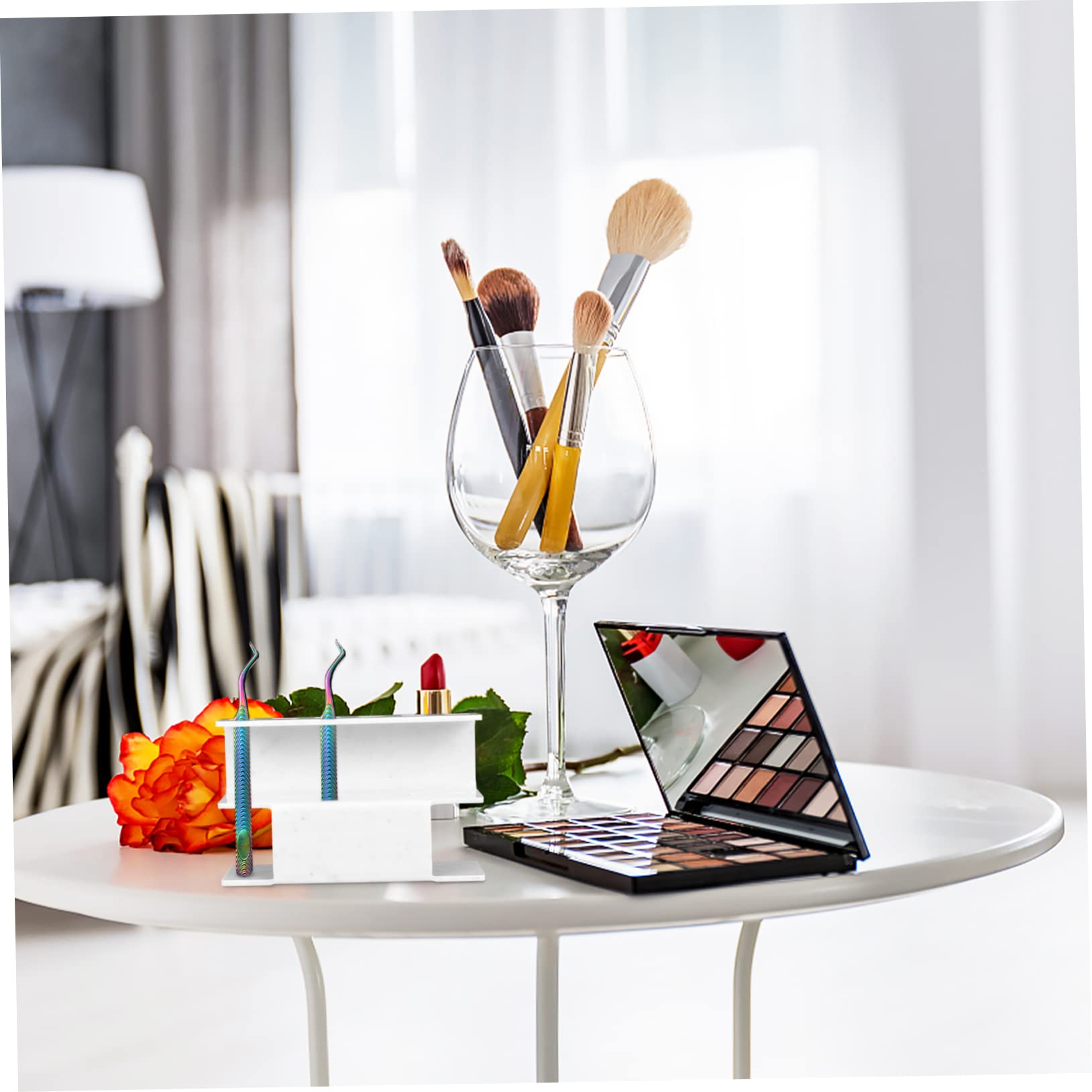 iPetboom Acrylic Display Stand Shelf - Makeup Kit Organizer, Tweezer Holder & Lash Extension Supplies Storage Rack - Perfect for Salon, Beauty Studio & Home Makeup Vanity