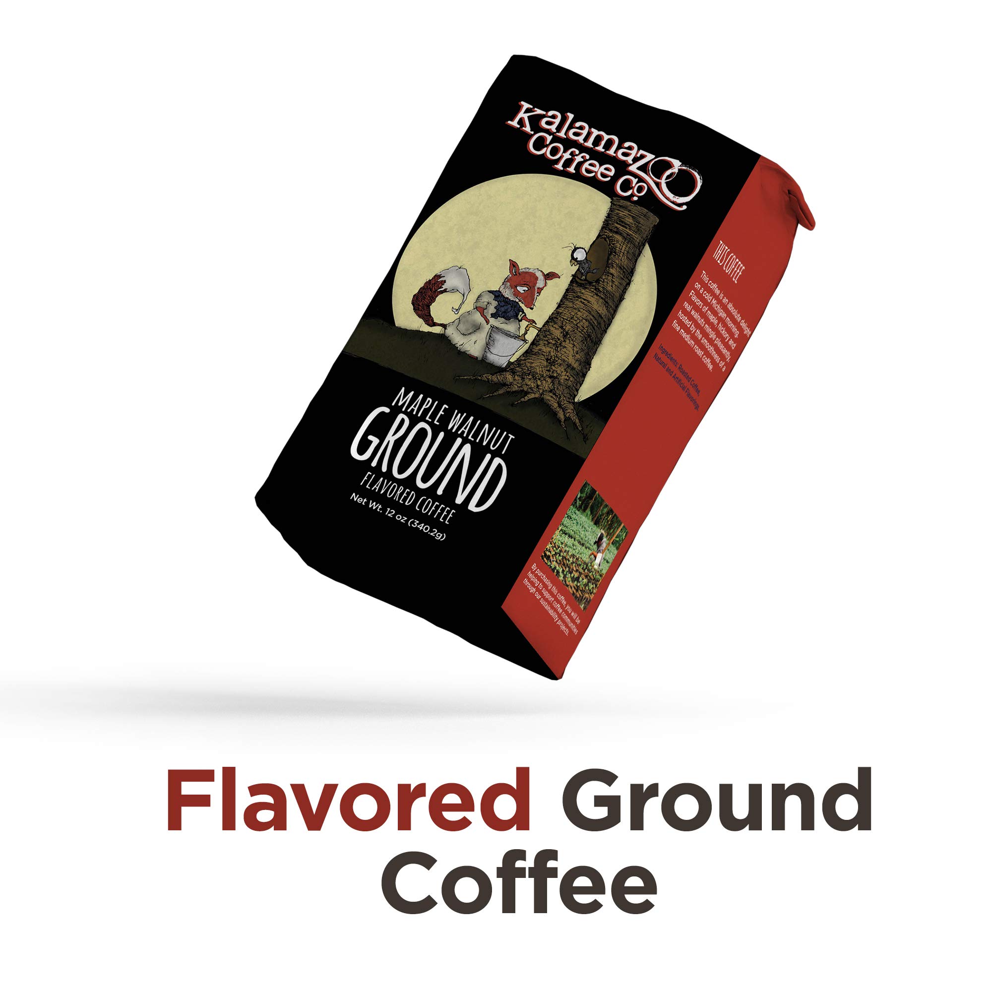 KALAMAZOO COFFEE COMPANY Maple Walnut Ground Coffee - Moonlight Maple Walnut Flavored Coffee | 12oz Bag (3 Pack) | Perfect for Morning Brew, Office Break & Cozy Evenings
