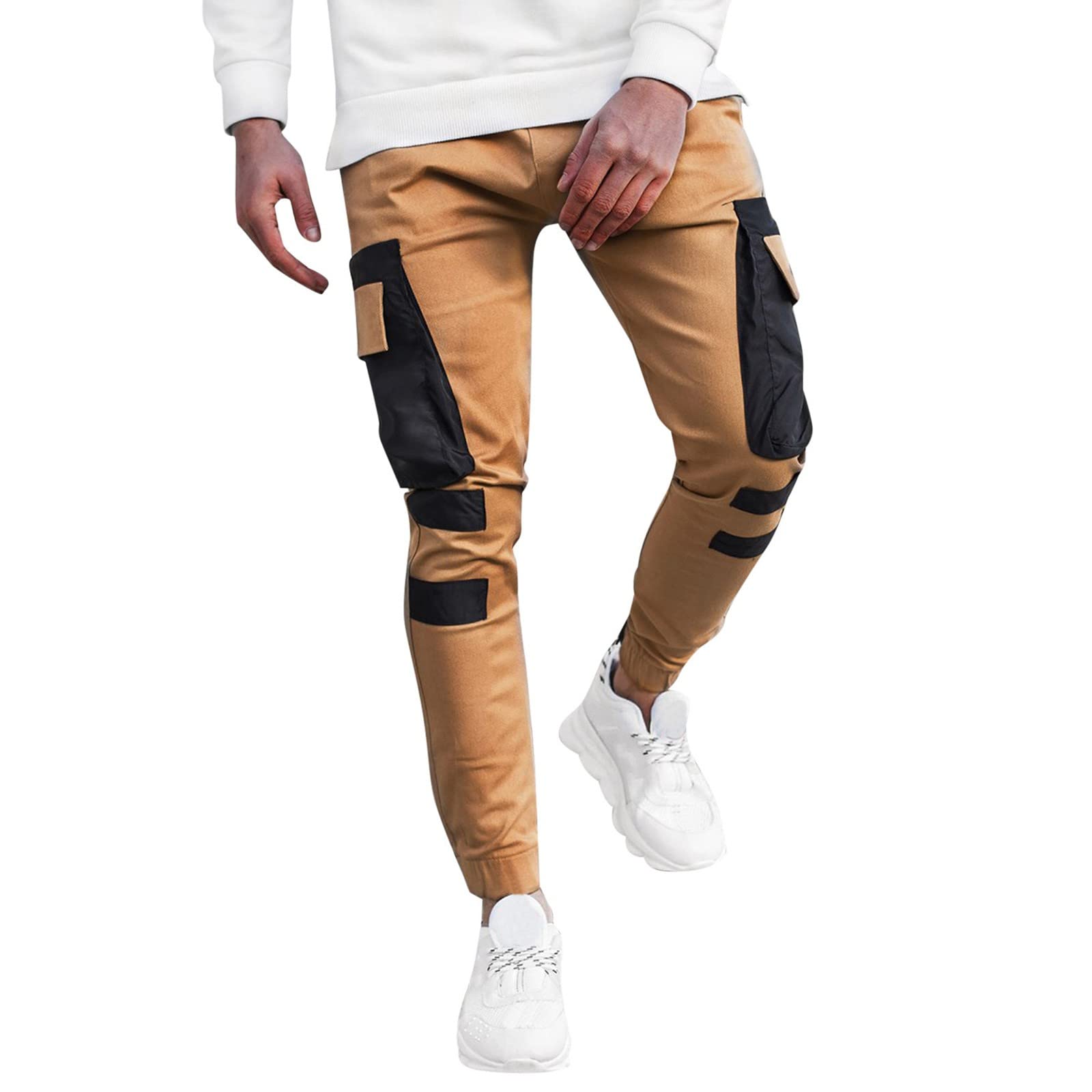 IJKEID Men's Fashion Wide Leg Cotton Pants - 10 Star Comfort, Multi-Pocket Casual Stitching Design for Everyday Wear | Perfect for Street Style, Office & Travel Outfits