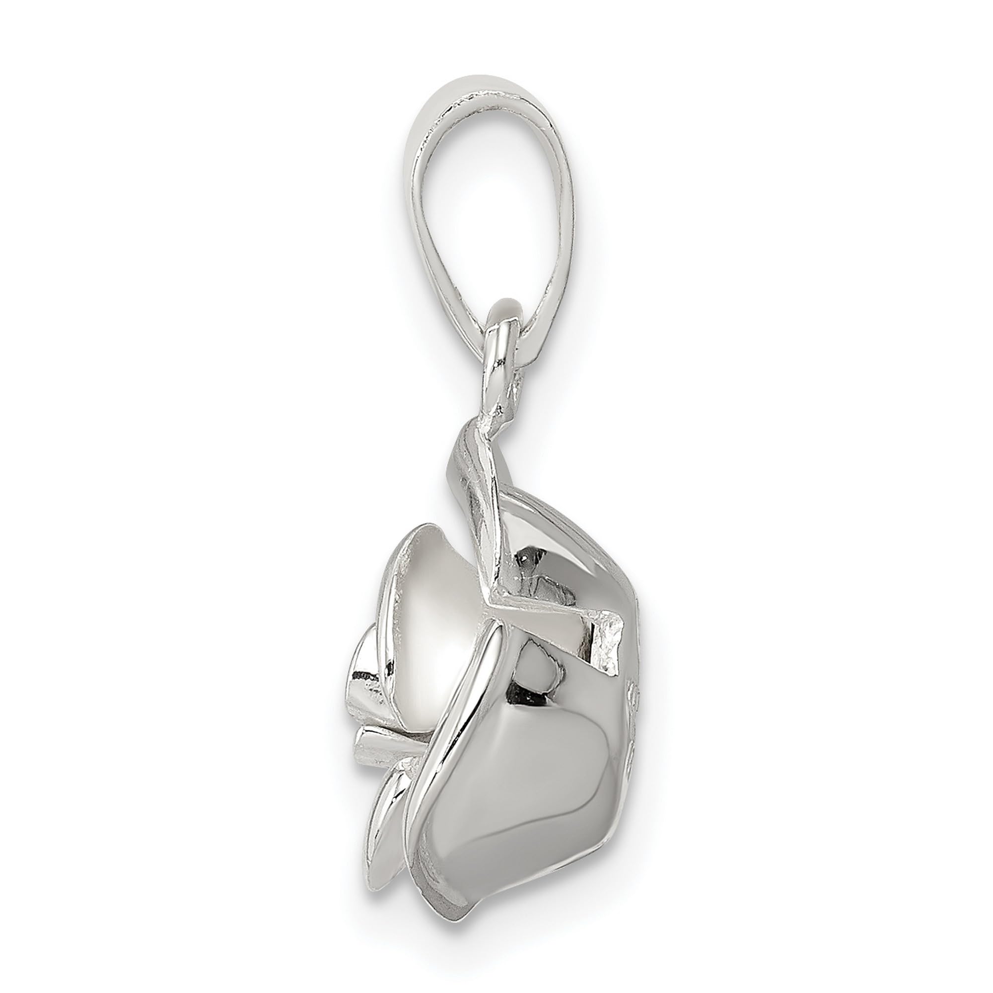 13mm x 12mm Sterling Silver Rose Pendant Necklace - Elegant Jewelry Gift for Women, Perfect for Valentine's Day, Anniversary & Special Occasions