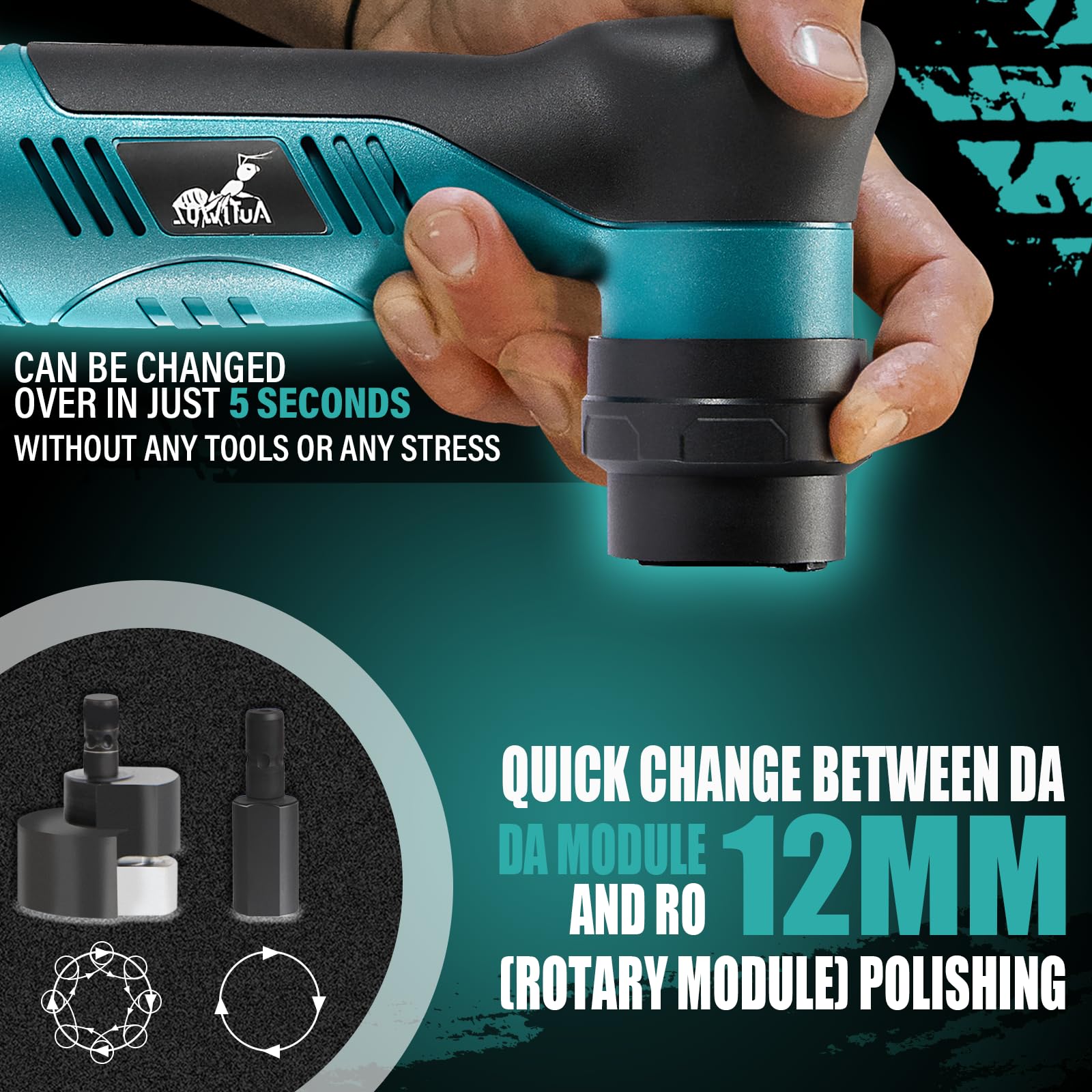 Cordless Mini Car Polisher Kit with Tool Box - 6-Speed RO/DA Polisher for Car Detailing, Scratch Removal & Paint Correction - Includes 2Pcs 2.0Ah Batteries & Polishing Pad Kit - Perfect for Auto Shine, DIY Car Care & Professional Detailing