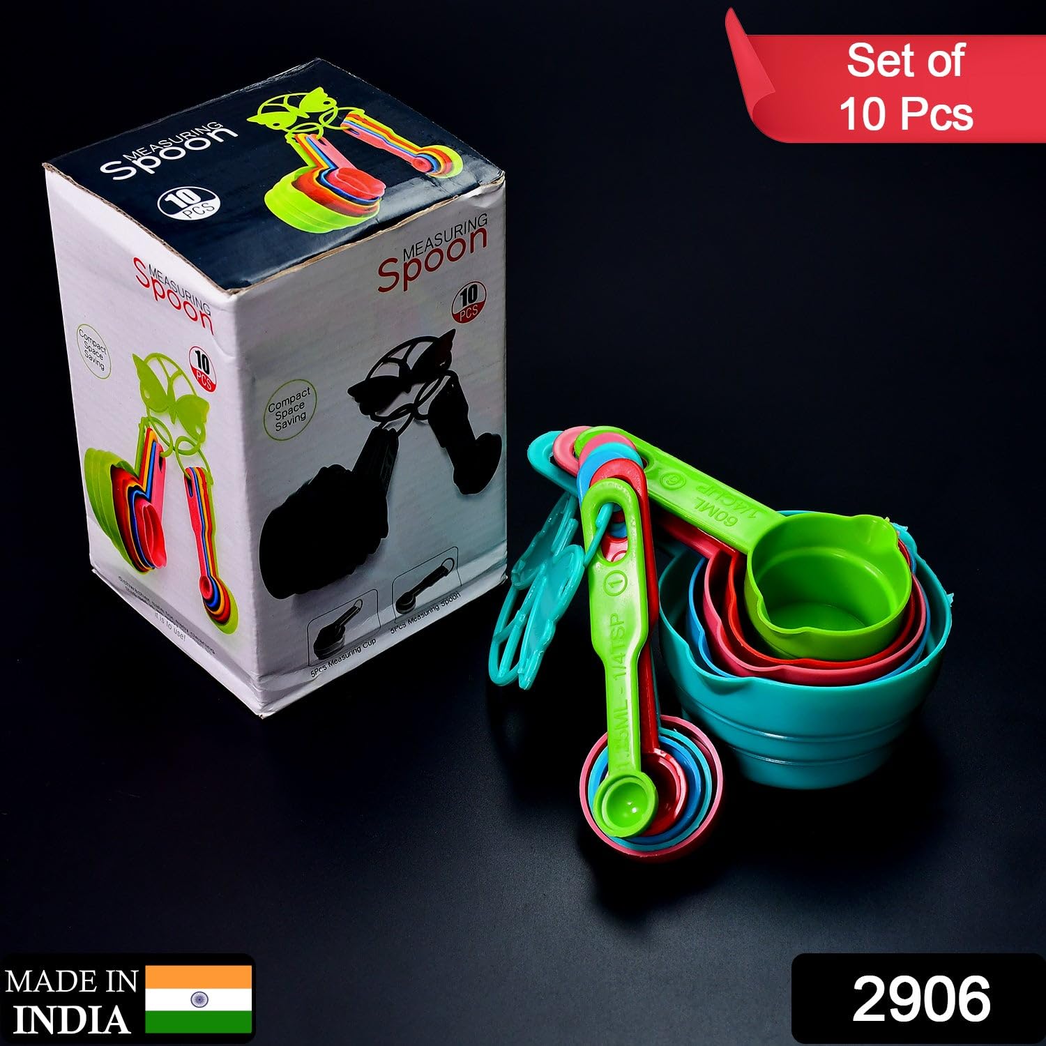 10-Piece Plastic Measuring Spoons and Cups Set - Essential Kitchen Tools for Baking, Cooking & Meal Prep | Dishwasher Safe & Space-Saving Design for Home & Professional Kitchens