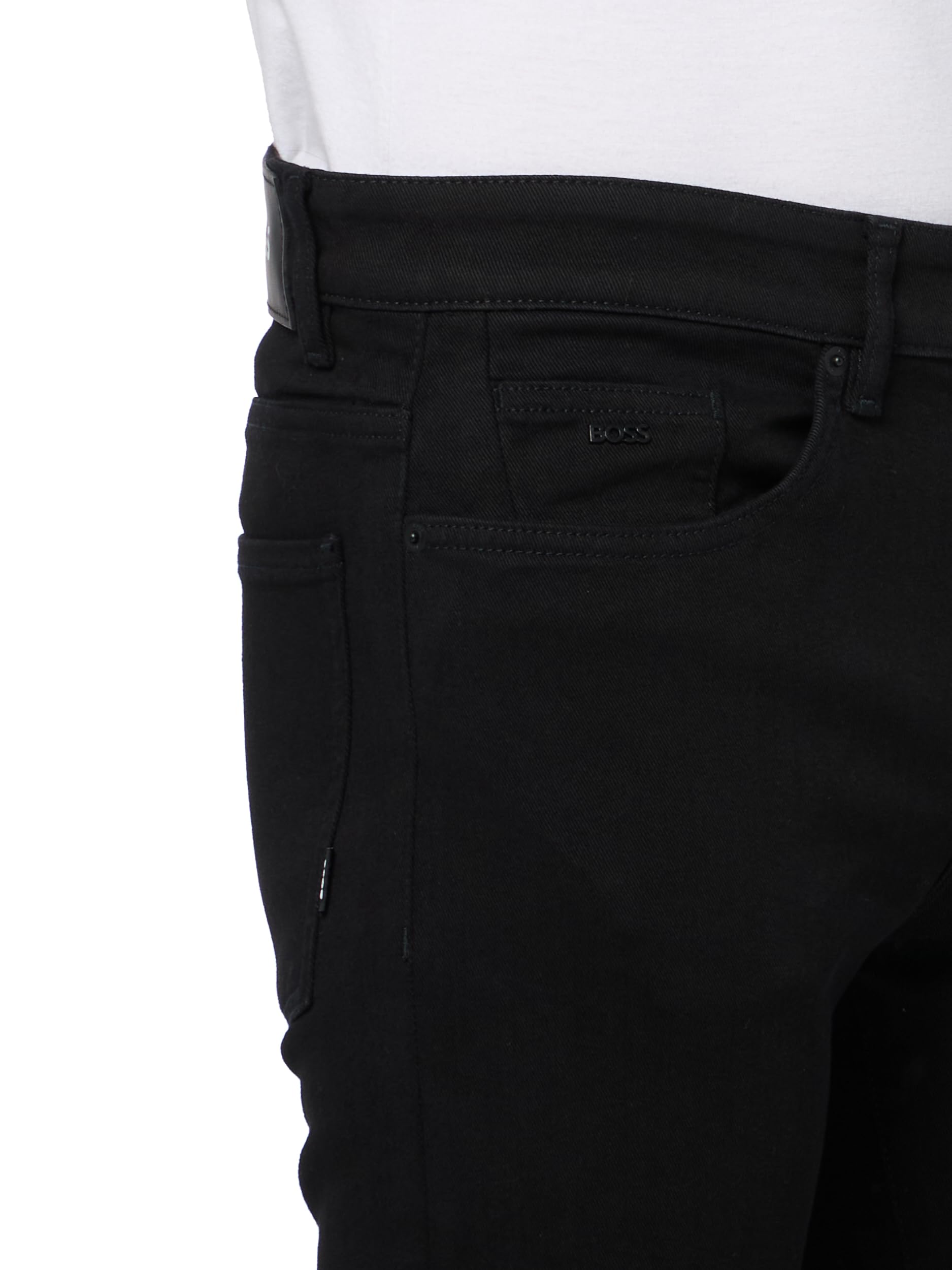 BOSS Men's Slim Fit Black Stretch Cotton Jeans - Comfortable & Stylish for Work, Casual & Night Out