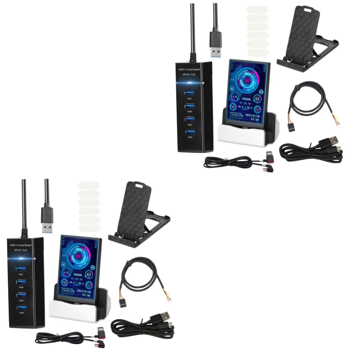 Uonlytech 2 Pack LCD Secondary Monitor for PC - Mini External Display for HDD Data, GPU Case, Mini PC - Perfect for Gaming Setup, Workstation & Multi-Tasking