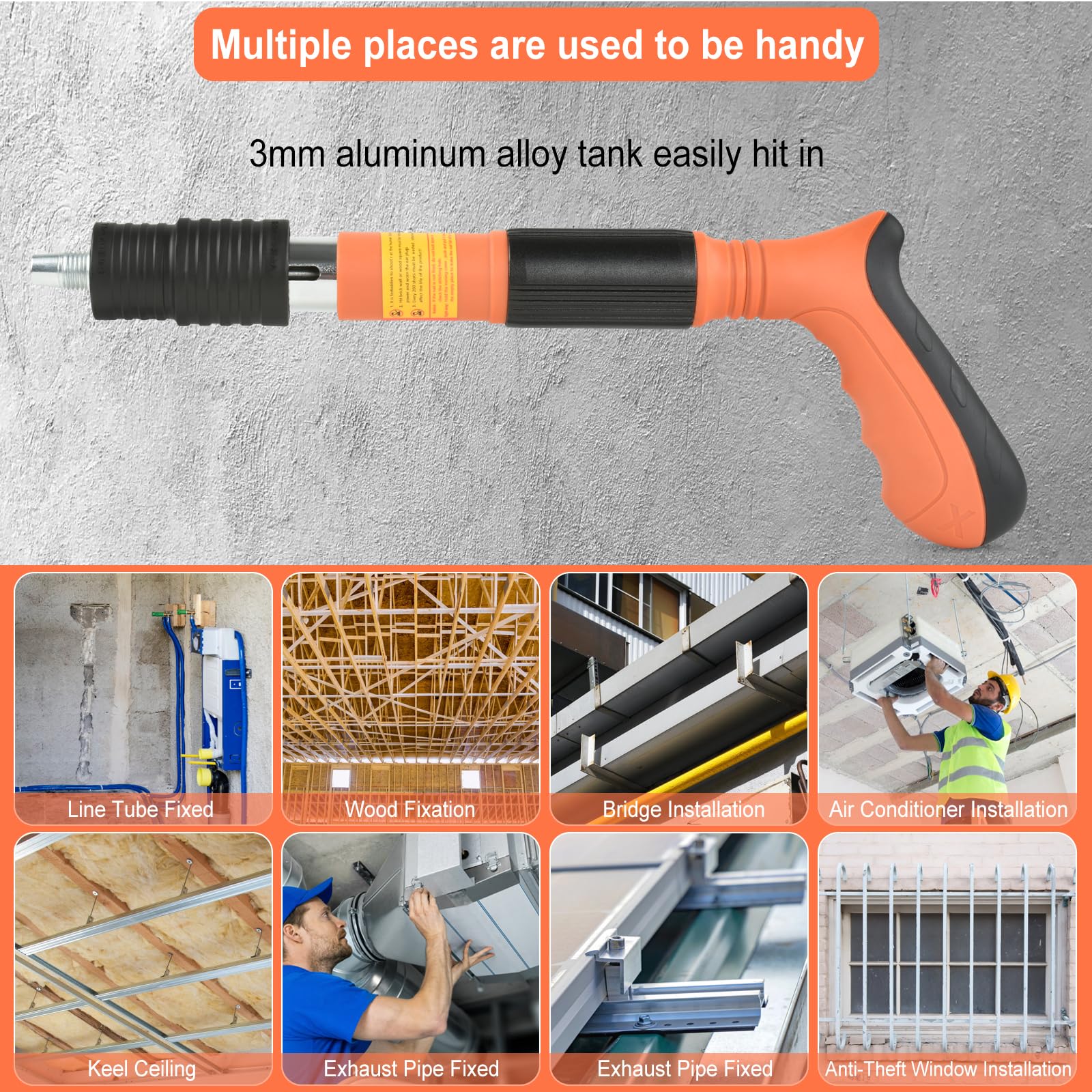 Heavy Duty Steel Concrete Nail Gun with 120pcs Nails - 5 Speed Adjustable for Wall Fastening | Professional Construction Tool for Concrete, Brick & Masonry Work | Ideal for Framing, Roofing & DIY Projects