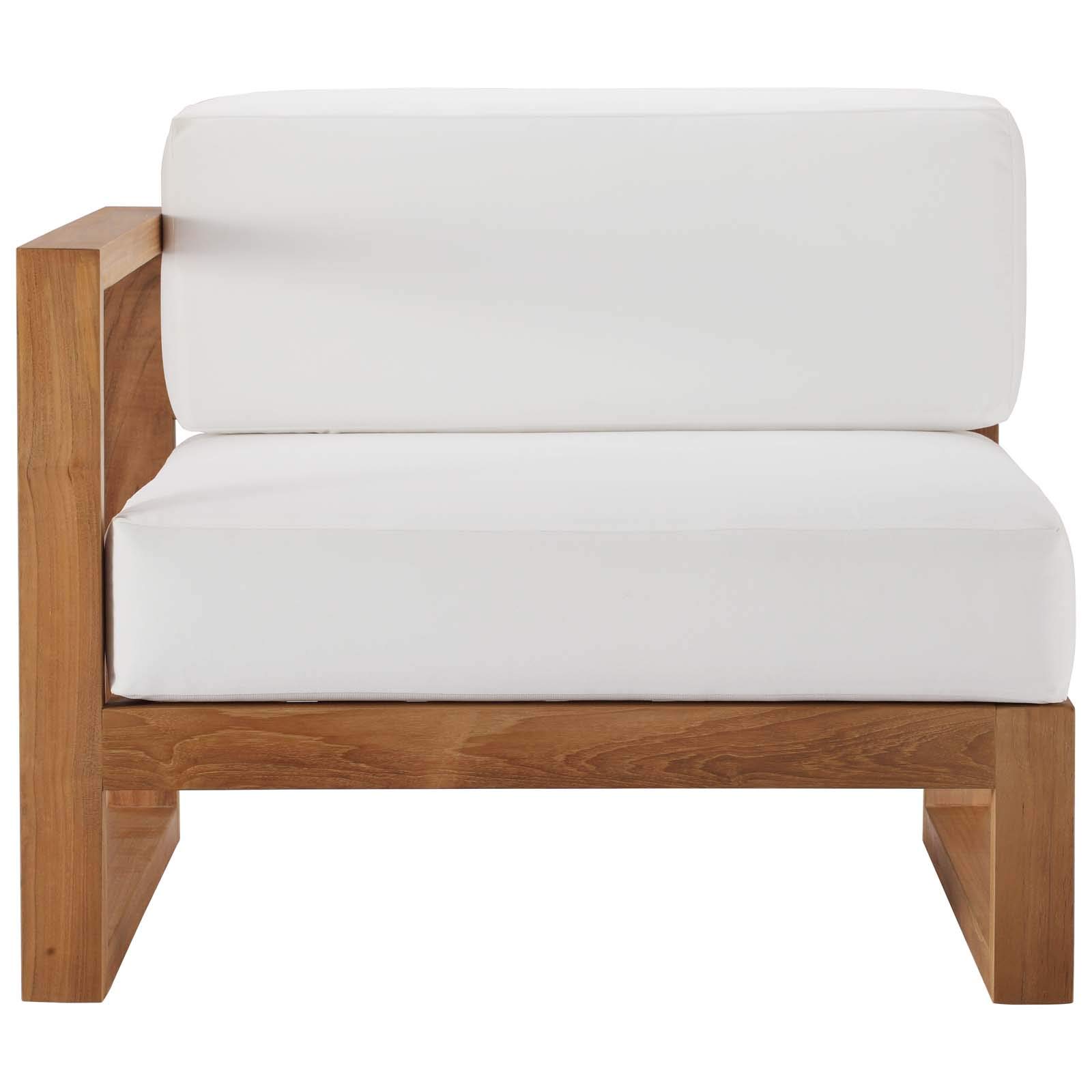 Modern Brown Wooden Sofa Corner Chair - Natural White Finish for Outdoor Patio, Balcony, Cafe, Bistro, Garden & Hotel Decor | Perfect for Relaxing, Lounging & Entertaining Guests