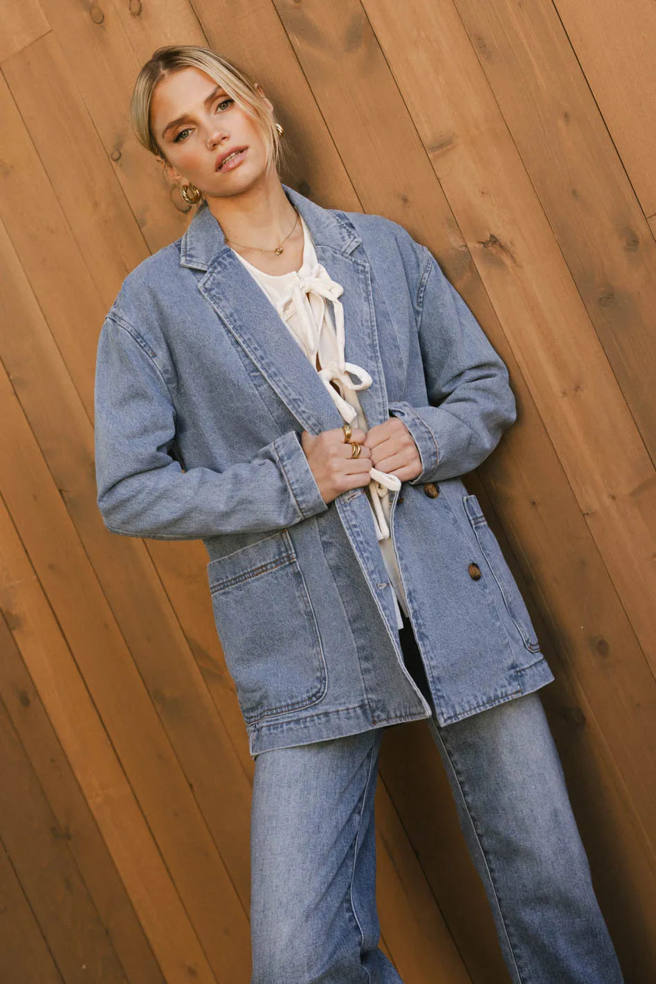 Hesper Denim Blazer for Women - Stylish Denim Jacket with Classic Fit | Perfect for Casual Outfits, Office Wear & Date Nights