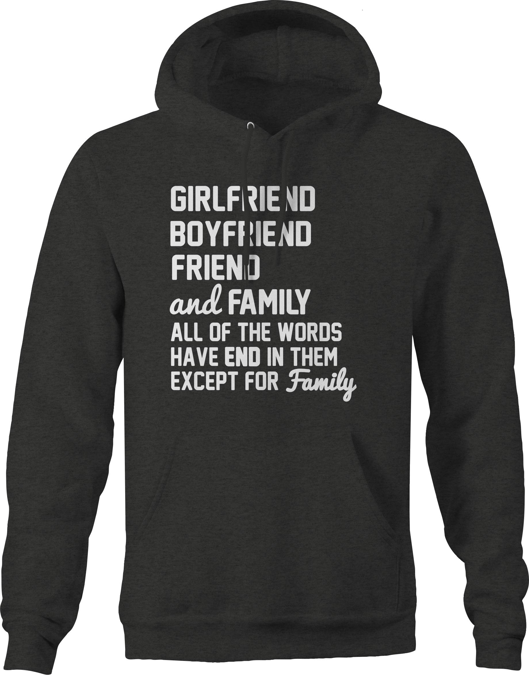 GF BF Family Never Ends Hoodie for Men - Soft Gray Pullover Sweatshirt | Cozy Casual Wear for Couples, Friends & Family Outings