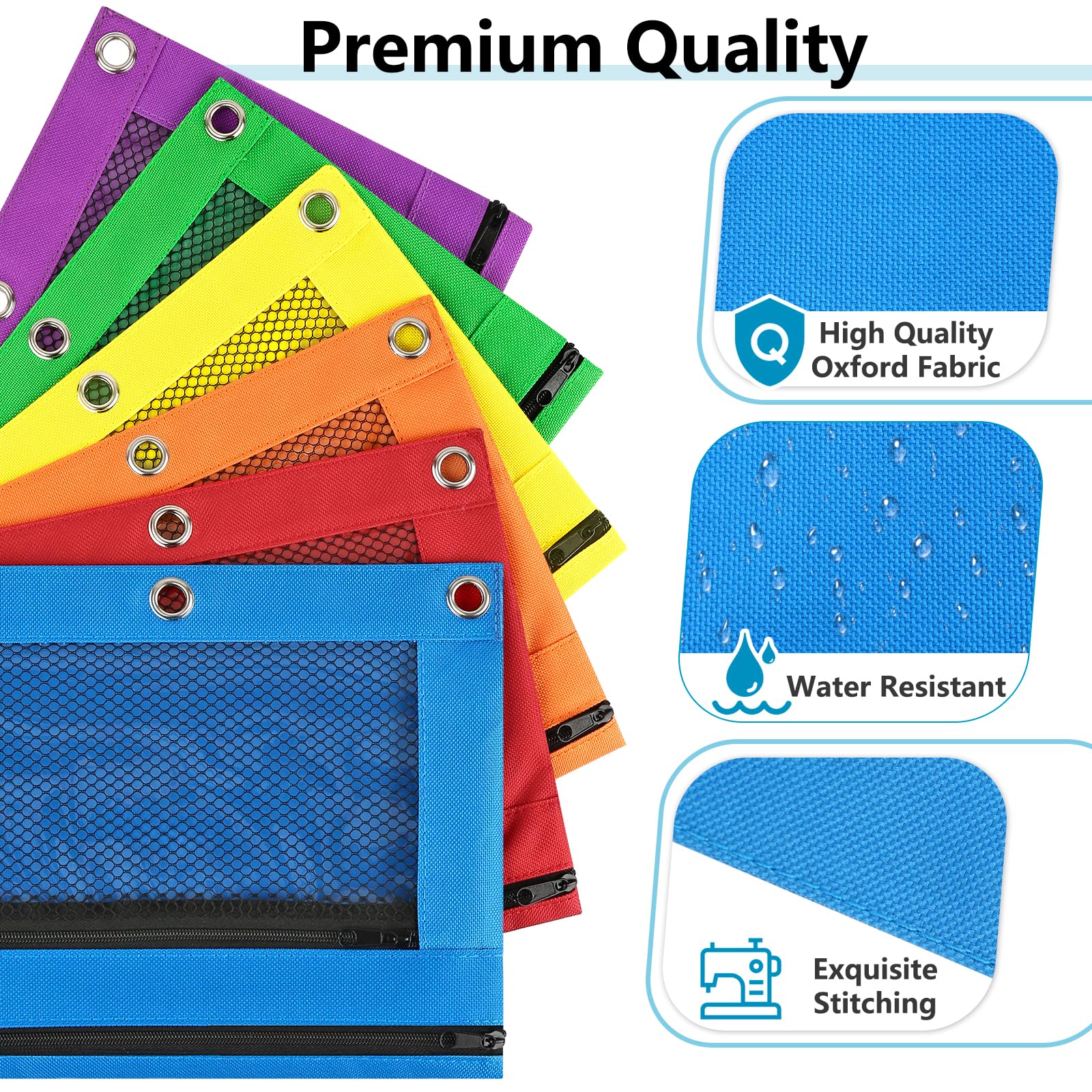 Adorable Zipper Pencil Pouch for 3 Ring Binder - Cute & Sturdy School Supplies with Smooth Zippers - Perfect for Students, Back to School, Office & Travel Organization (Red)