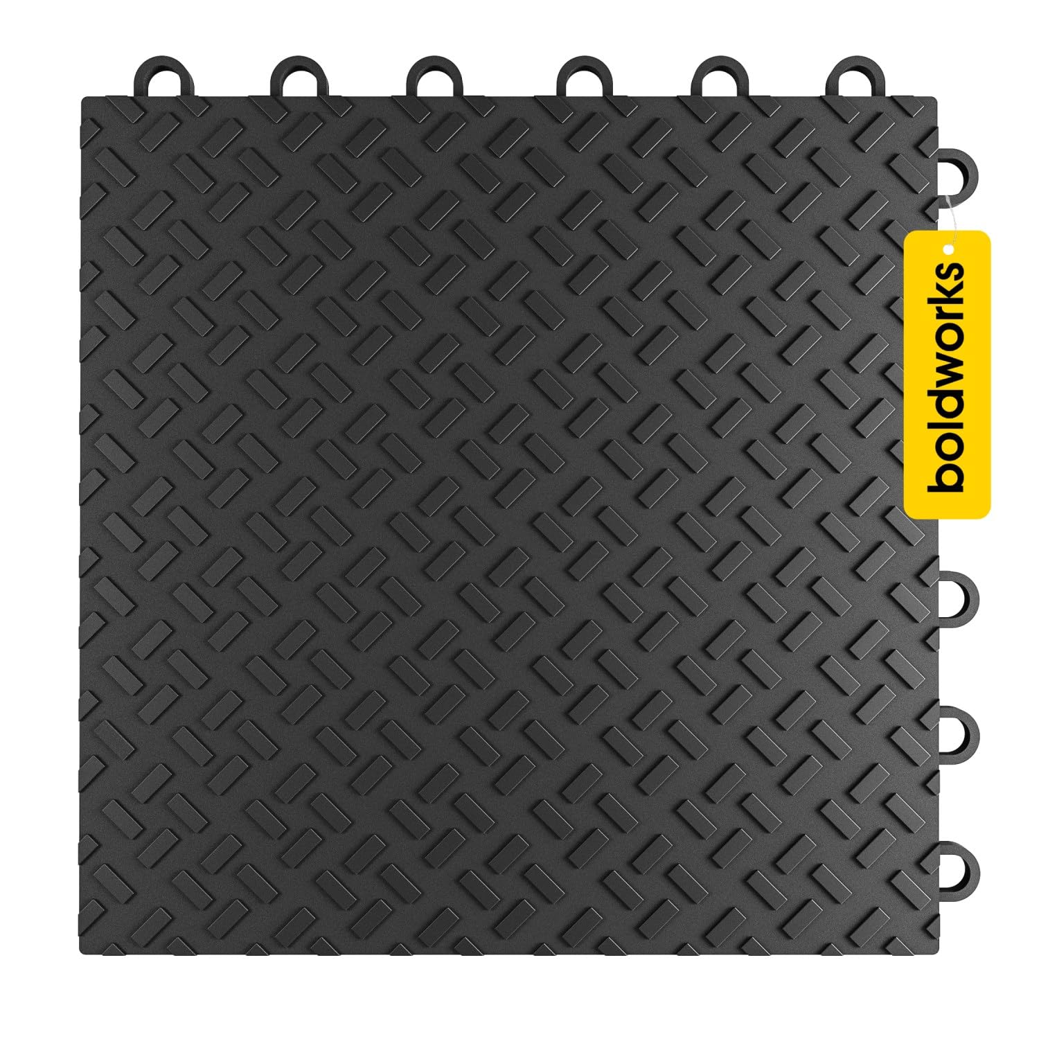 Interlocking Garage Floor Tiles - 48 Pack (12x12 Inch) - Heavy Duty 40,000 LBS Load Capacity - Oil & Stain Resistant - Anti-Slip Car Flooring - Black - Perfect for Home Garages, Workshops & Auto Shops