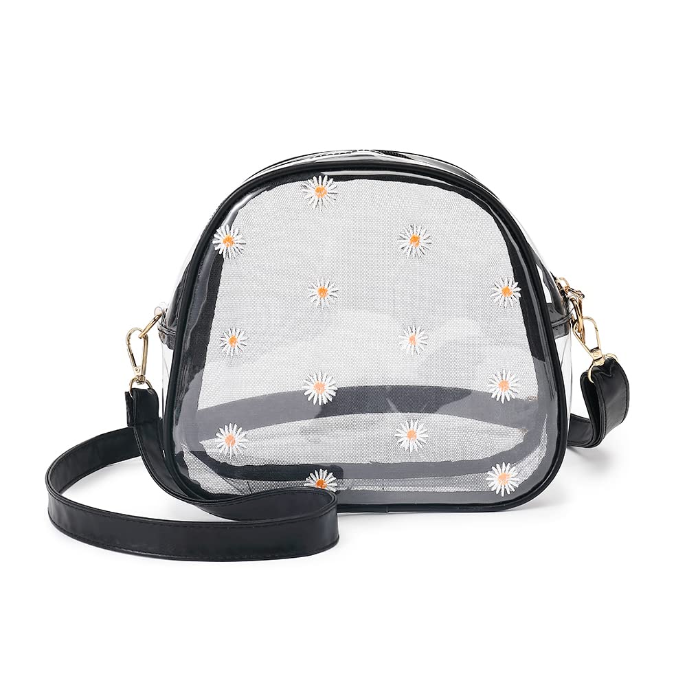 LOXOMU Clear Crossbody Bag for Women - Small See Through Shoulder Purse, Stadium Approved Transparent Bag for Concerts, Festivals & Travel
