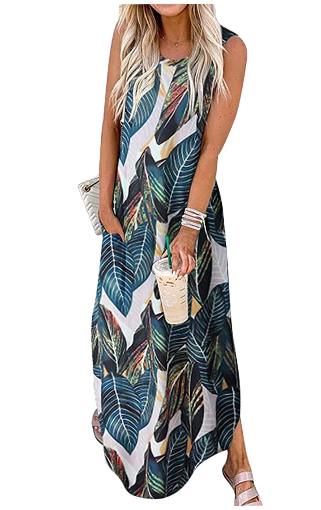 2025 Women's Summer Dresses - Boho Floral Maxi Sundress with Pockets for Beach Vacation & Tropical Getaways | Perfect for Pool Parties, Resort Wear & Casual Outings